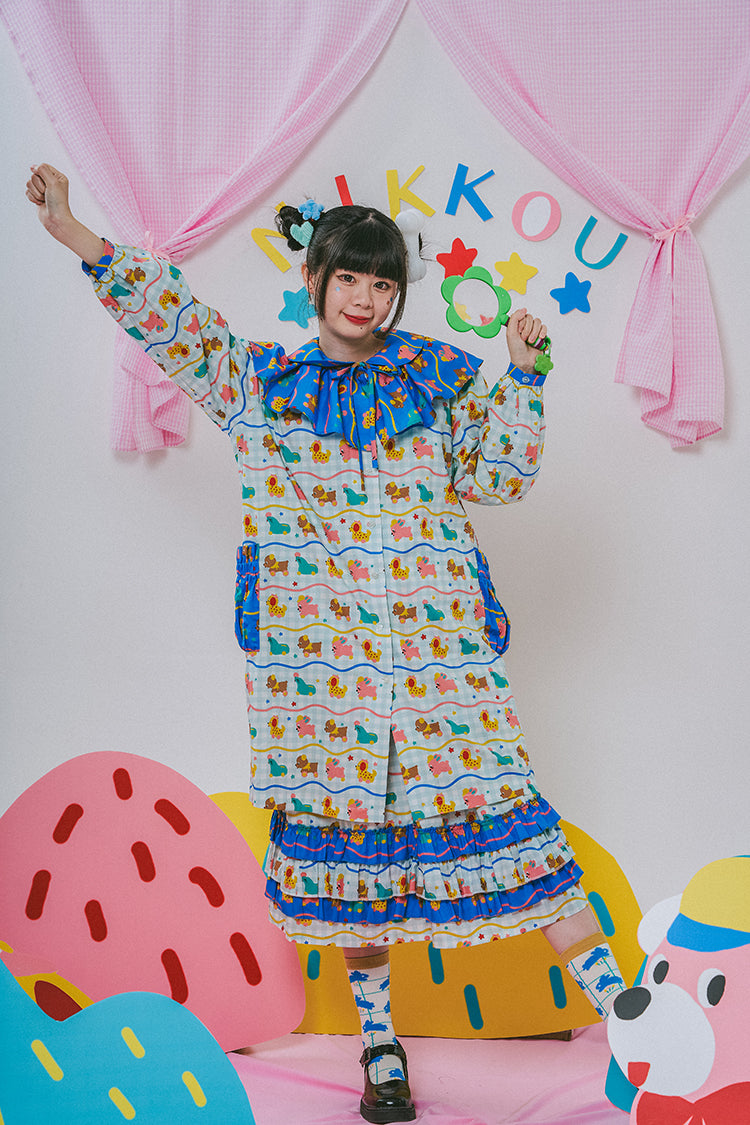 NIKKOU Home Dress Original Printed Long Shirt Dress – Cute Japanese Wi by Land Decora