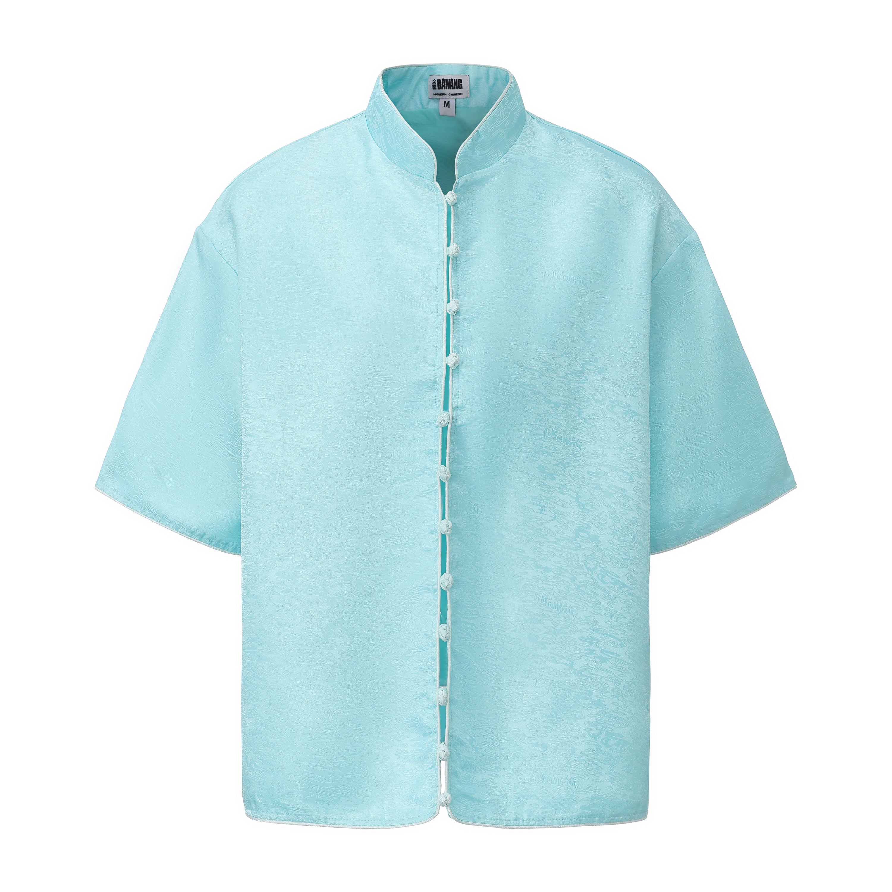 Luka Brocade Button Front Shirt Elixir Blue by DAWANG