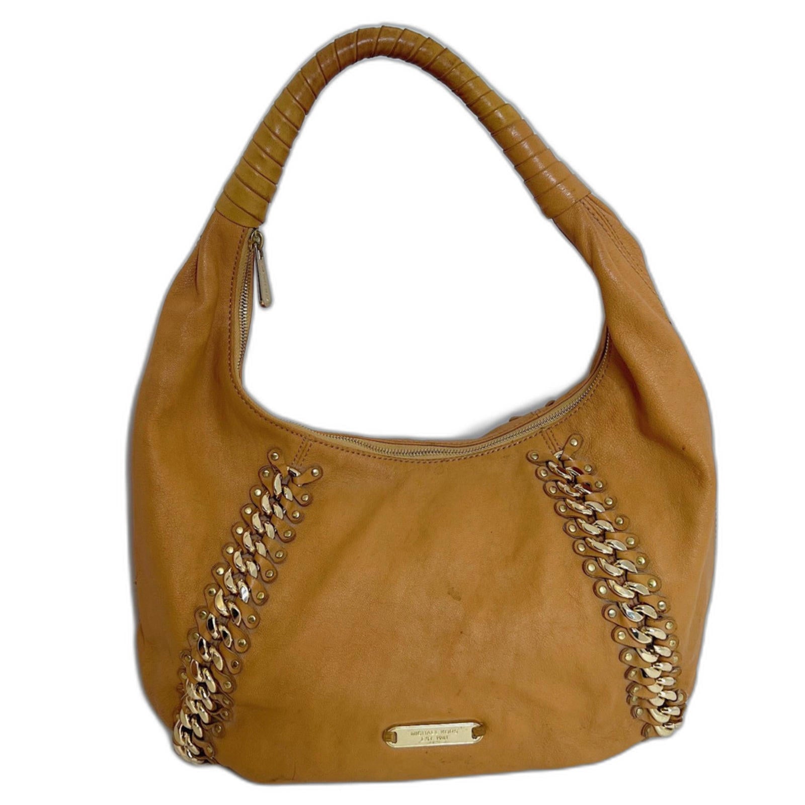 Michael Kors y2k Vintage ID Chain Hobo Bag Tan Light Brown Shoulder Ba by Hot Girl Secondhand
