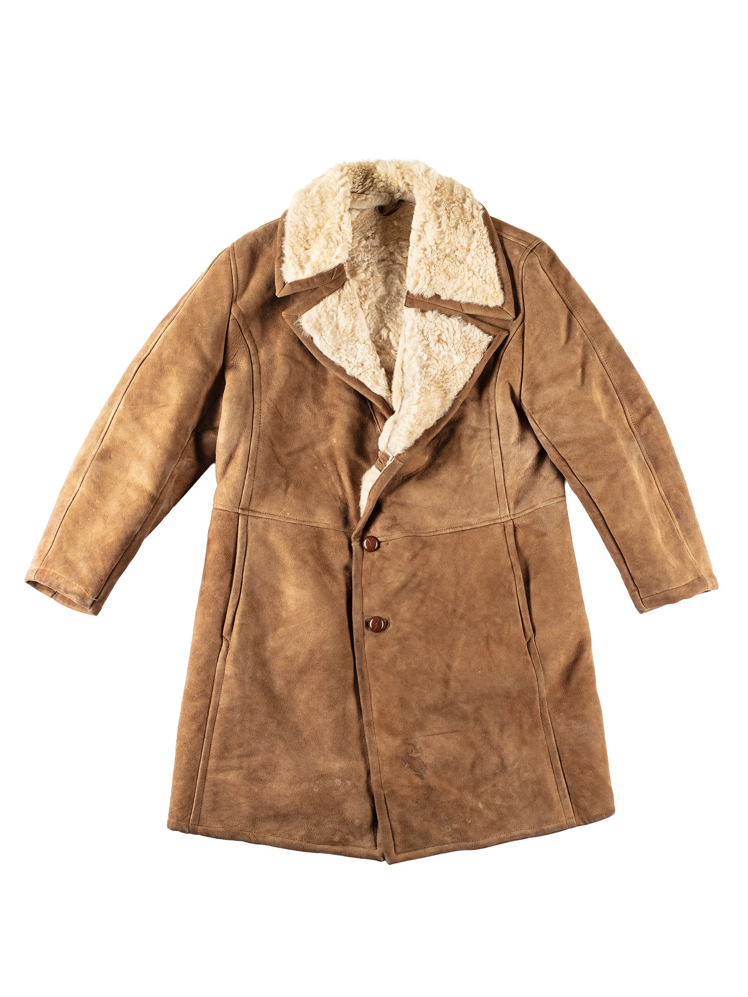 Vintage 70's Men Sheepskin Coat in Brown by Northern Grip