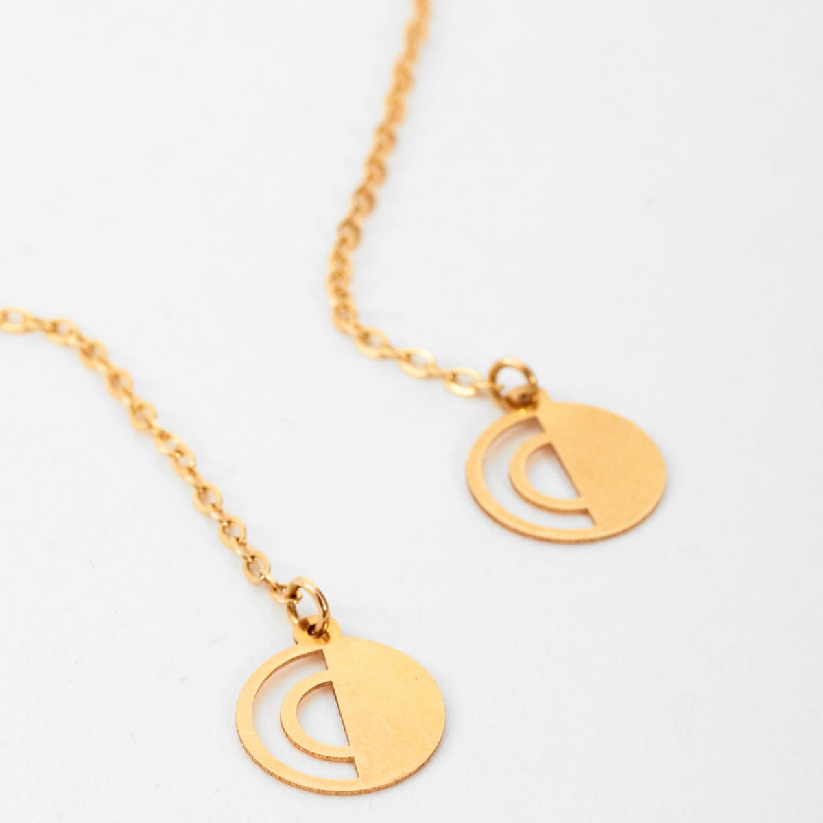 Circle Shape 18K Gold Drop Earrings By Sarvin by Sarvin