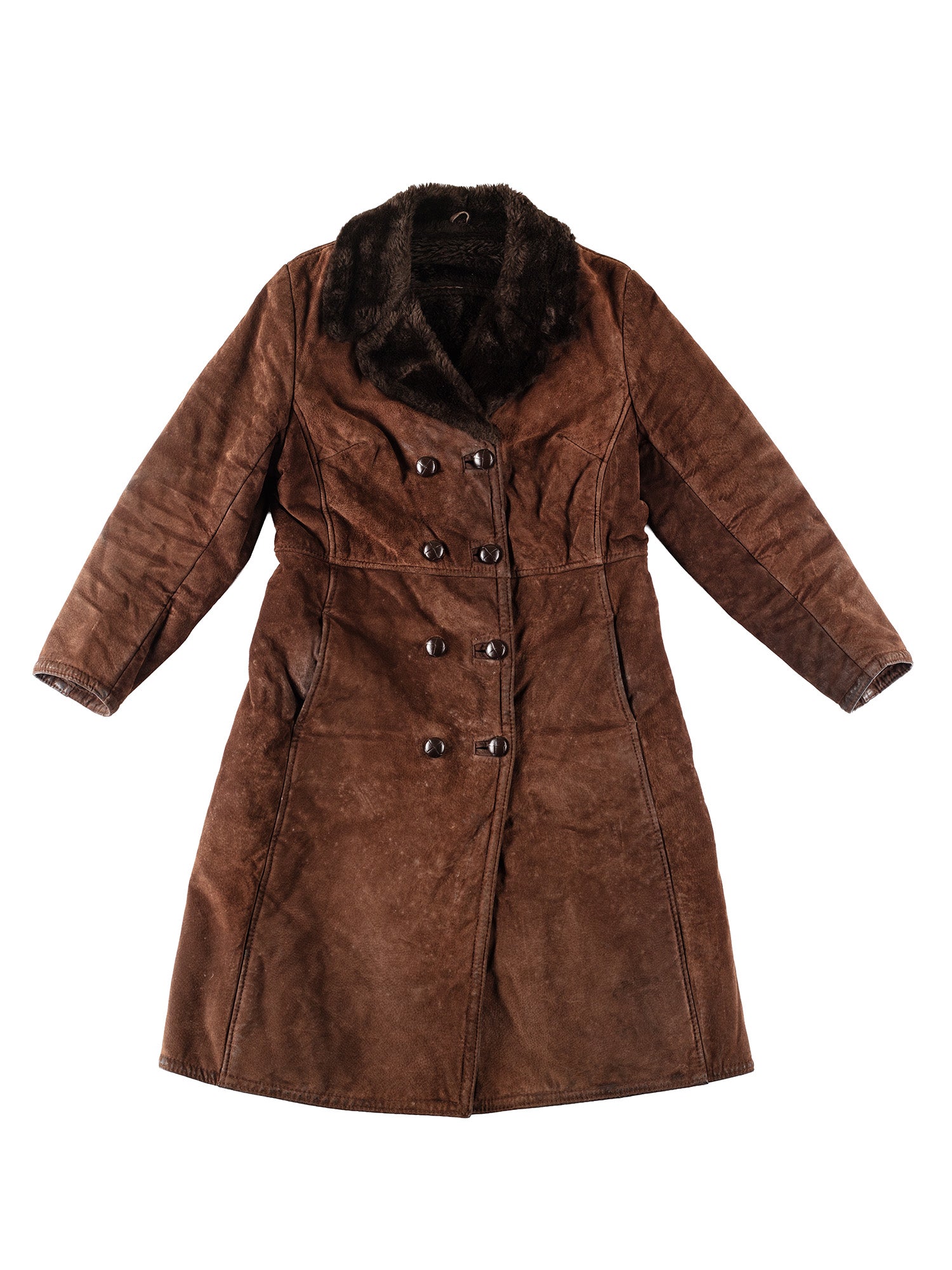 Vintage 70's Women Faux Sheepskin Coat in Brown by Northern Grip