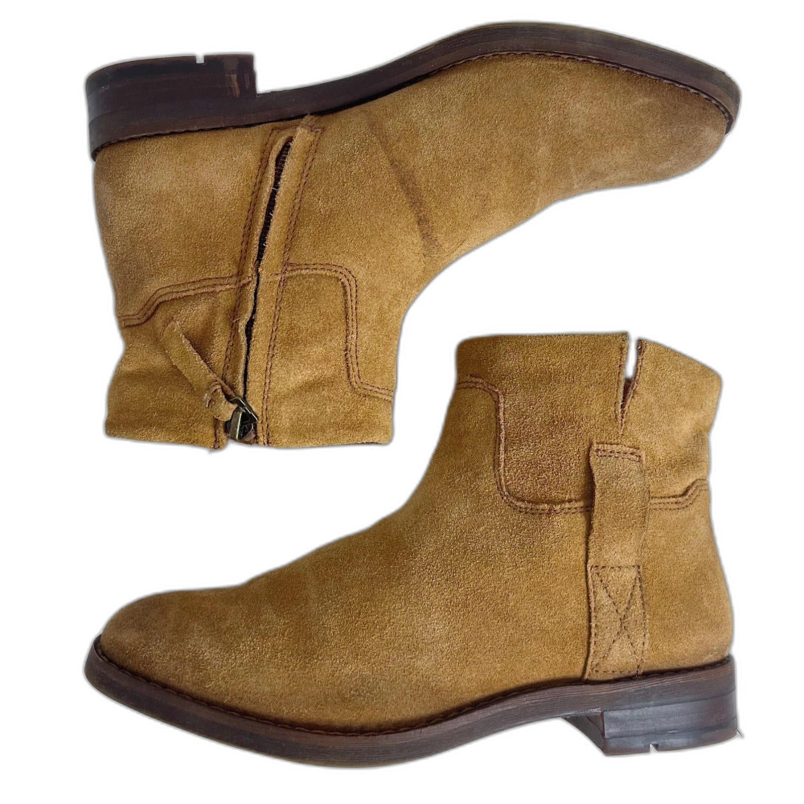 Franco Sarto Malina Tan Suede Ankle Boots Light Brown Booties Women's by Hot Girl Secondhand