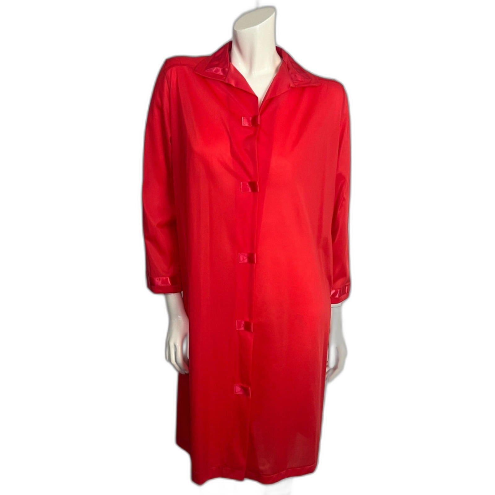 Vintage 1960s Henson Kickernick Red Long Sleeve Button Up Nightgown Si by Hot Girl Secondhand