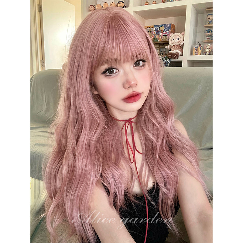 Alice Garden Harajuku Style Long Wig – Pink Large Waves by Land Decora