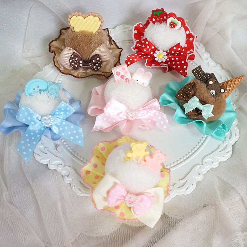 Kawaii Ice Cream Pom Pom Hair Clip - Maojiang by Land Decora