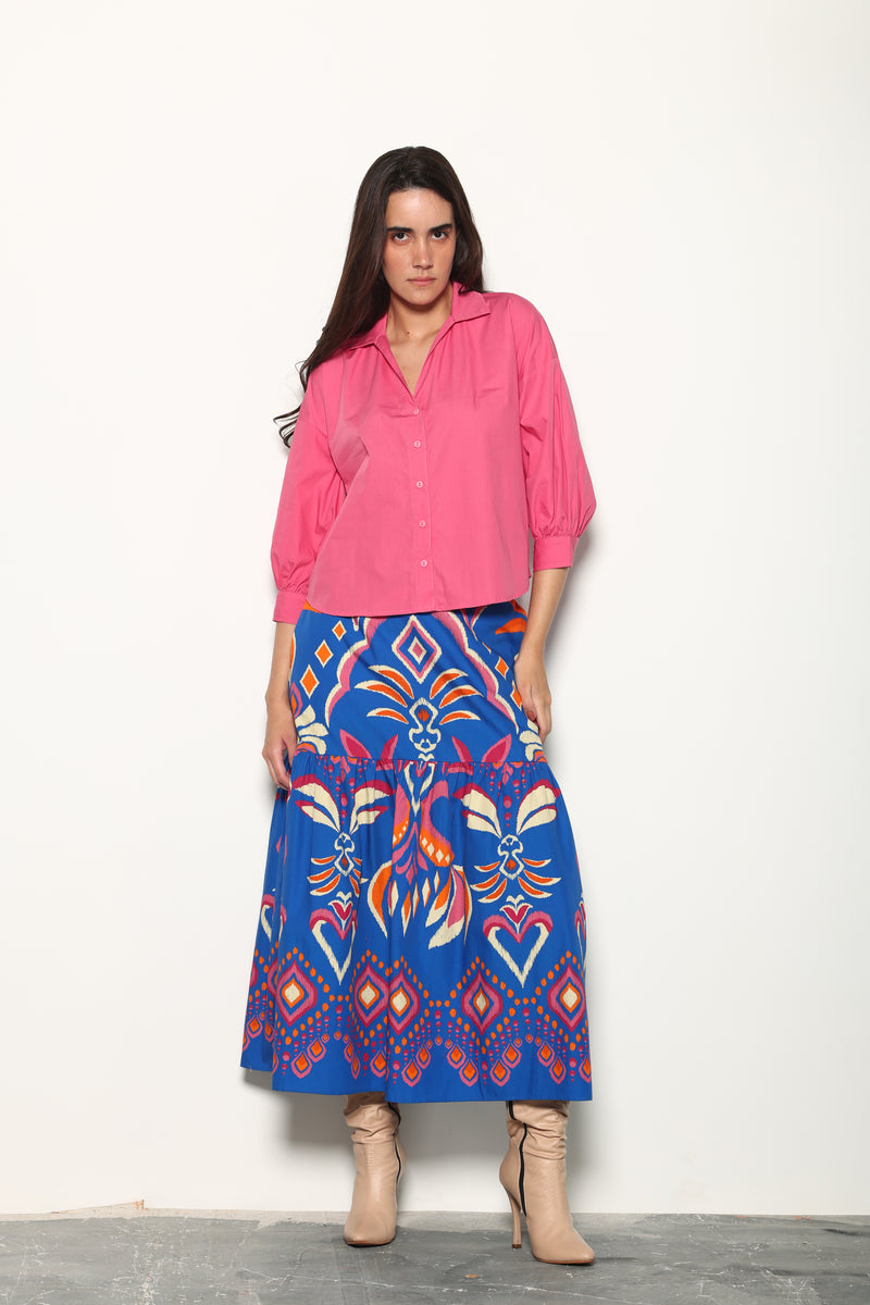 COBALT IKAT ADA SKIRT by Maude Vivante