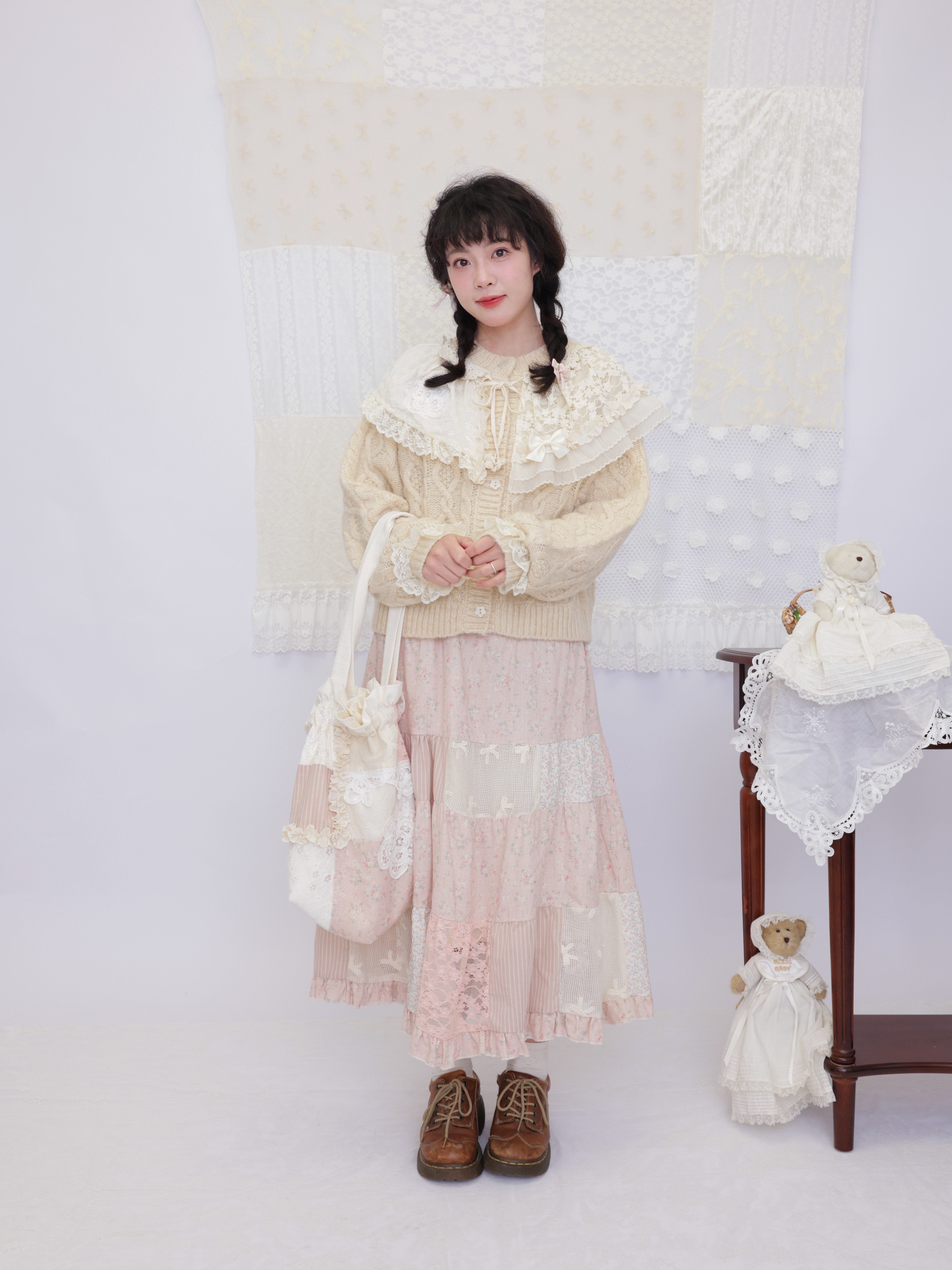 Vintage Floral Lace Patchwork Skirt - SemenCoicis by Land Decora