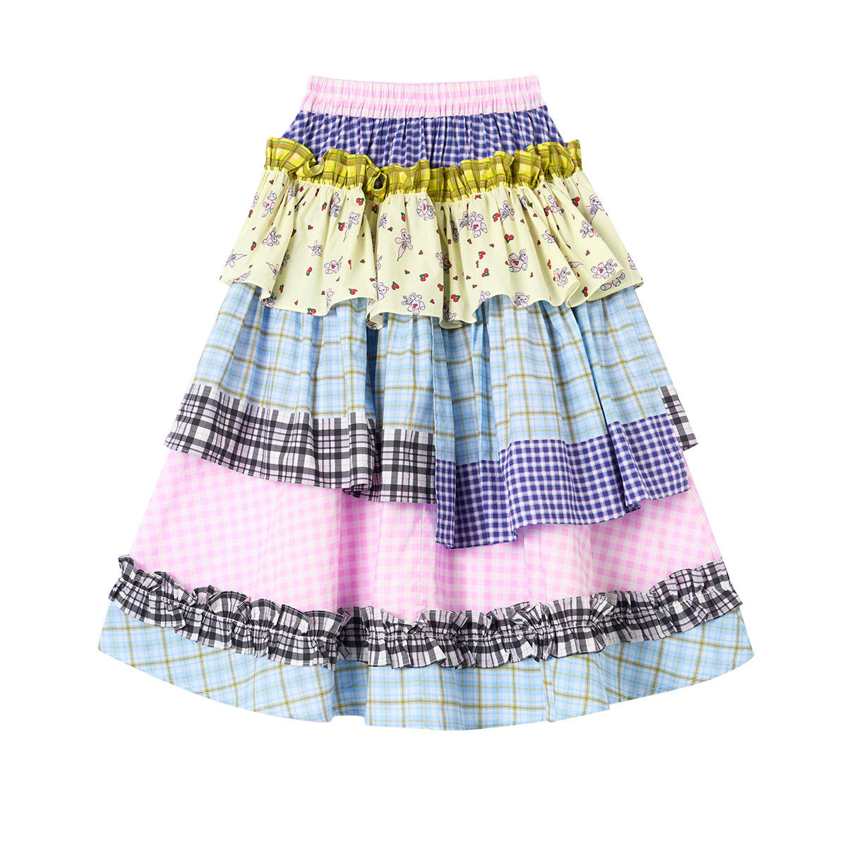 Kawaii Plaid Ruffle Maxi Skirt - tntntutu by Land Decora