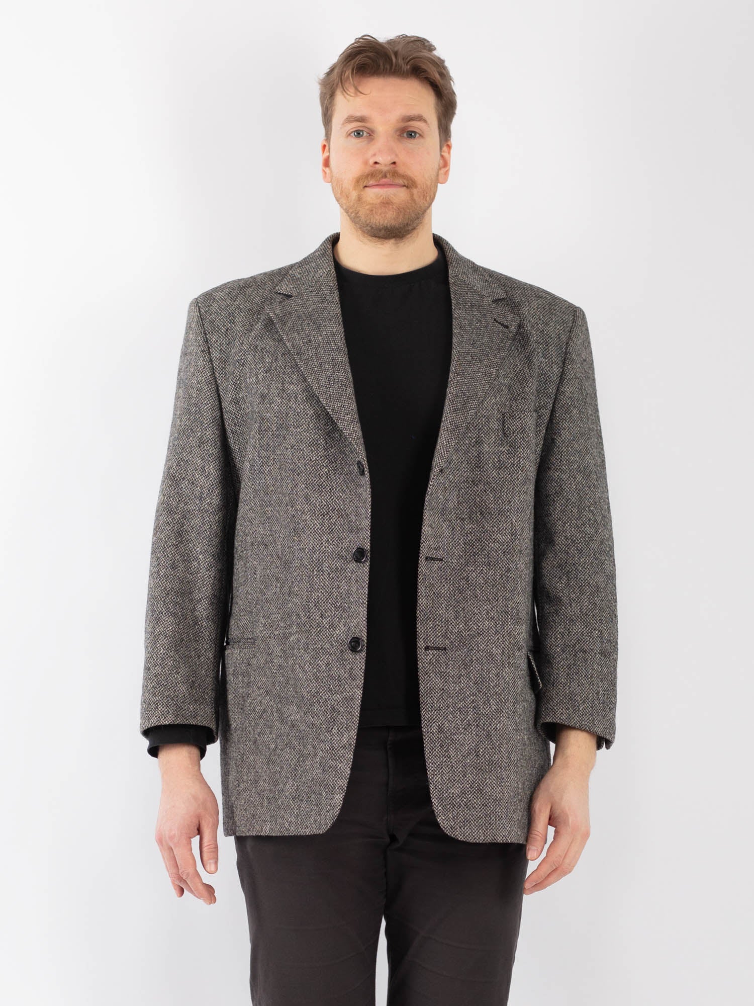 Vintage 90's Men Wool Blazer Jacket in Gray by Northern Grip
