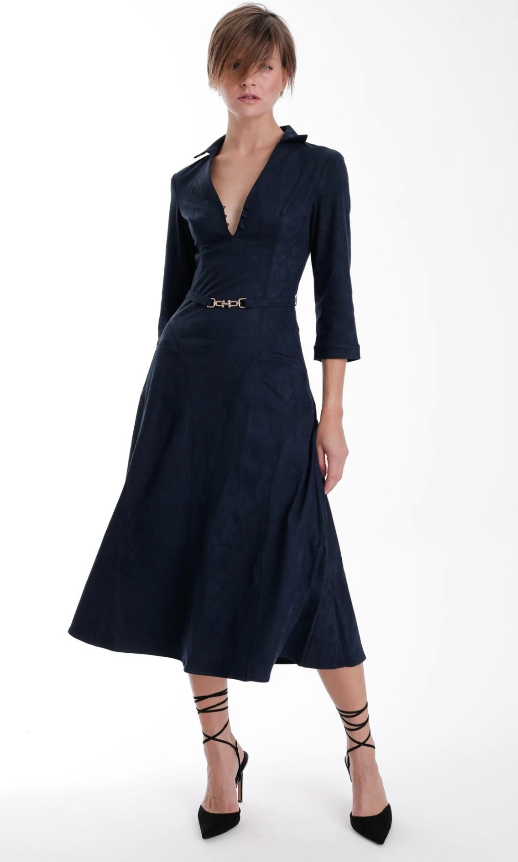 Karina Grimaldi Victoria Suede Maxi Dress by Sierra Deene
