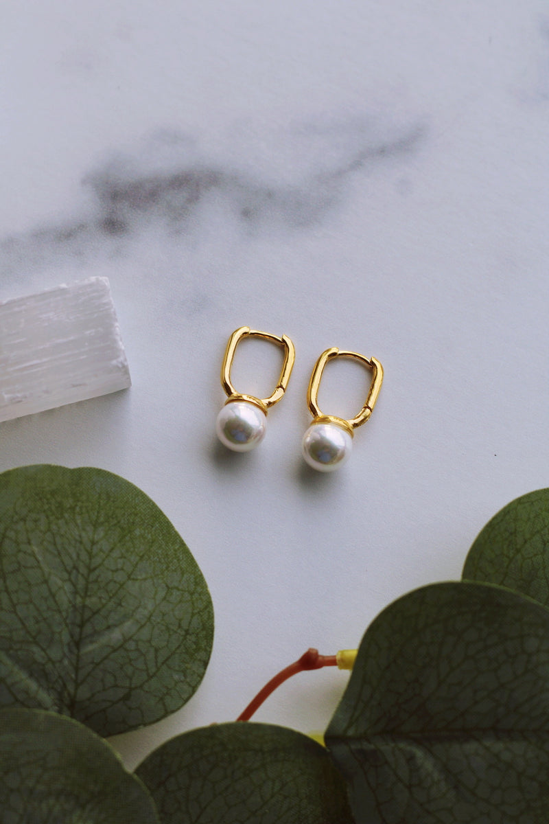 PRESTON PEARL MINI HOOPS (WATERPROOF & 18K GOLD PLATED) by RAËLIV