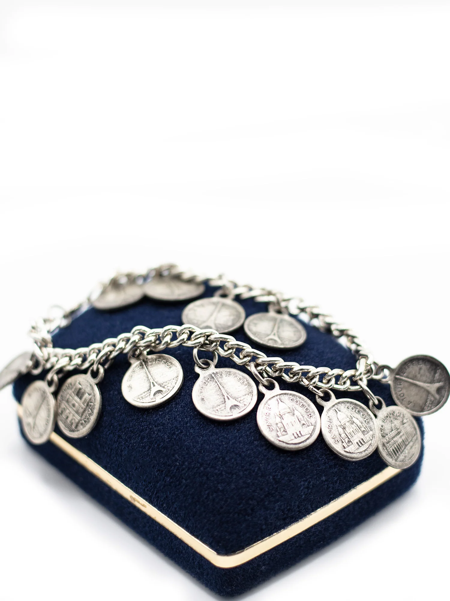 Vintage 70's Paris Souvenir Coin Charm Bracelet by Northern Grip
