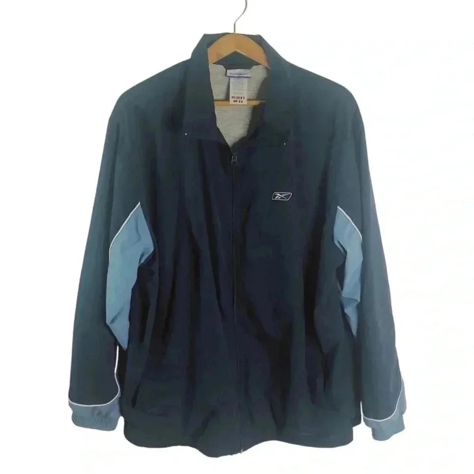 Vintage Men's Reebok Navy Blue Windbreaker Running Jacket Size XL by Hot Girl Secondhand