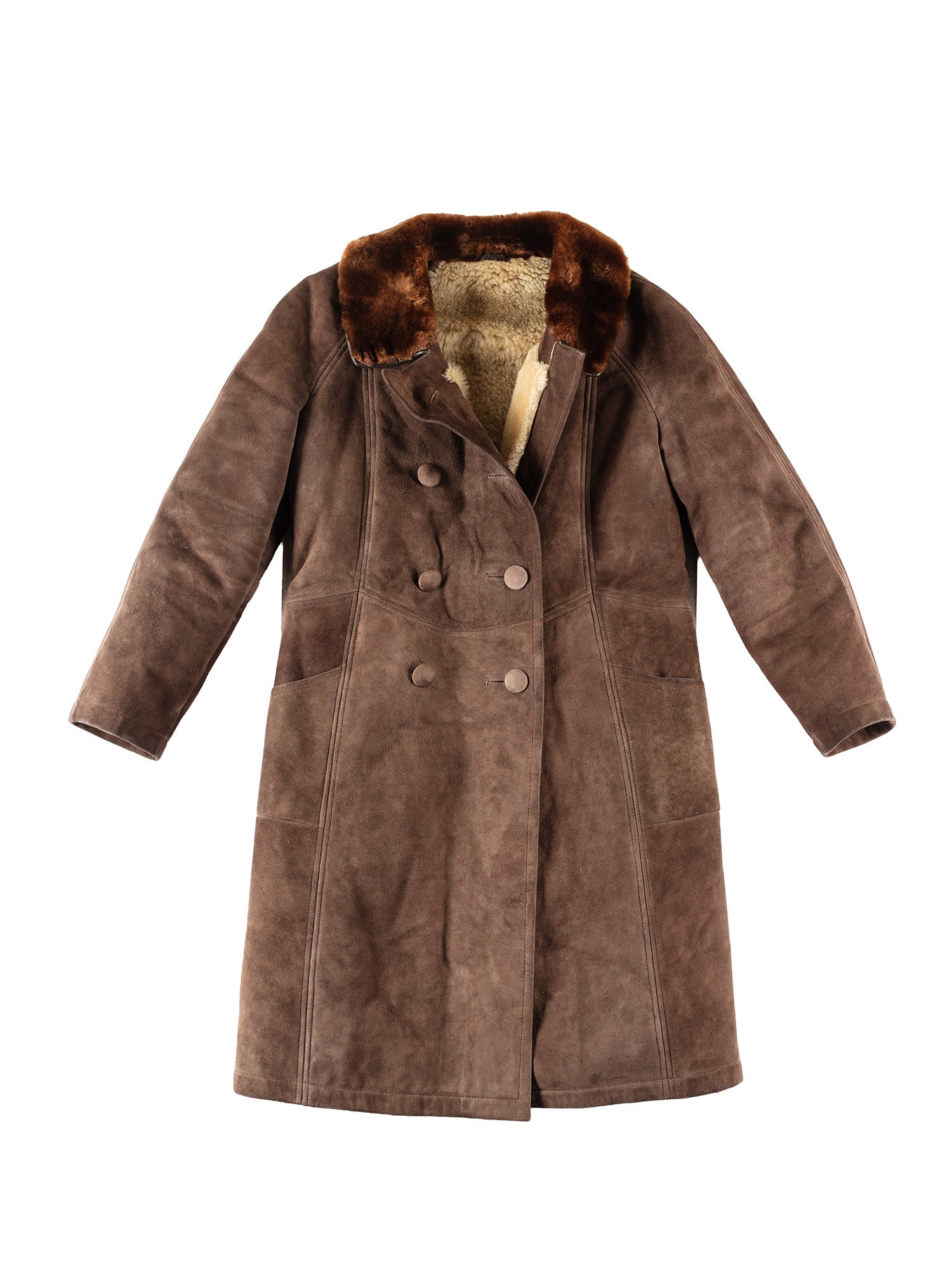 Vintage 80's Women Sheepskin Coat in Brown by Northern Grip