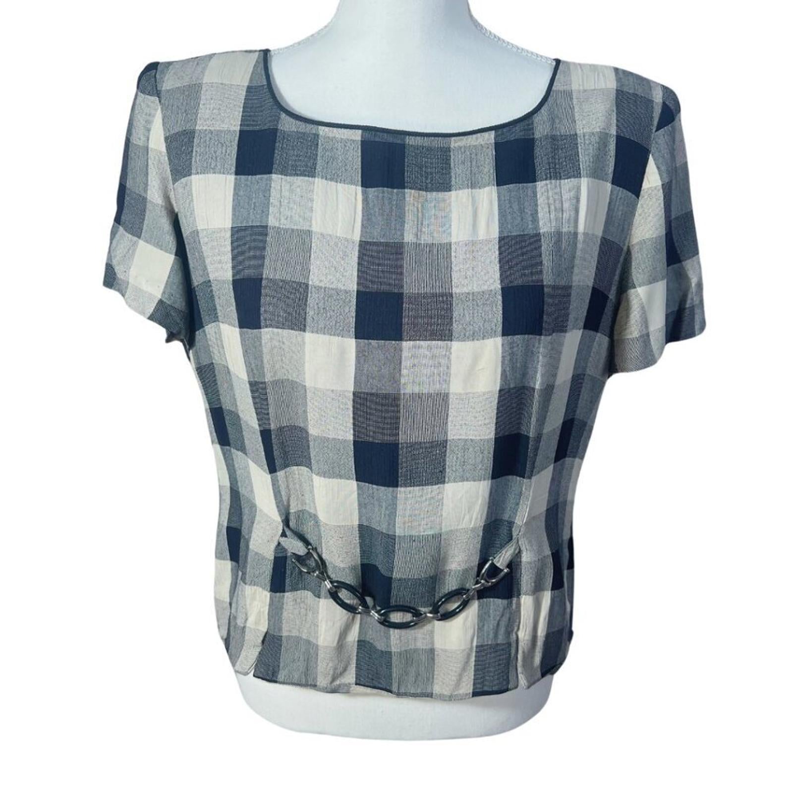 Vintage Jessica Howard Black and White Checkerboard Short Sleeve Blous by Hot Girl Secondhand