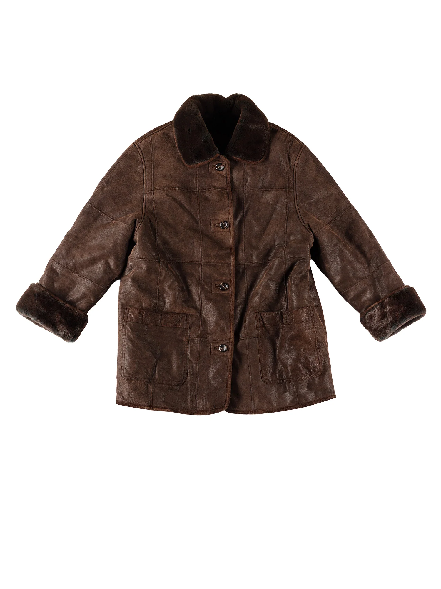 Vintage 90's Women Sheepskin Coat in Brown by Northern Grip