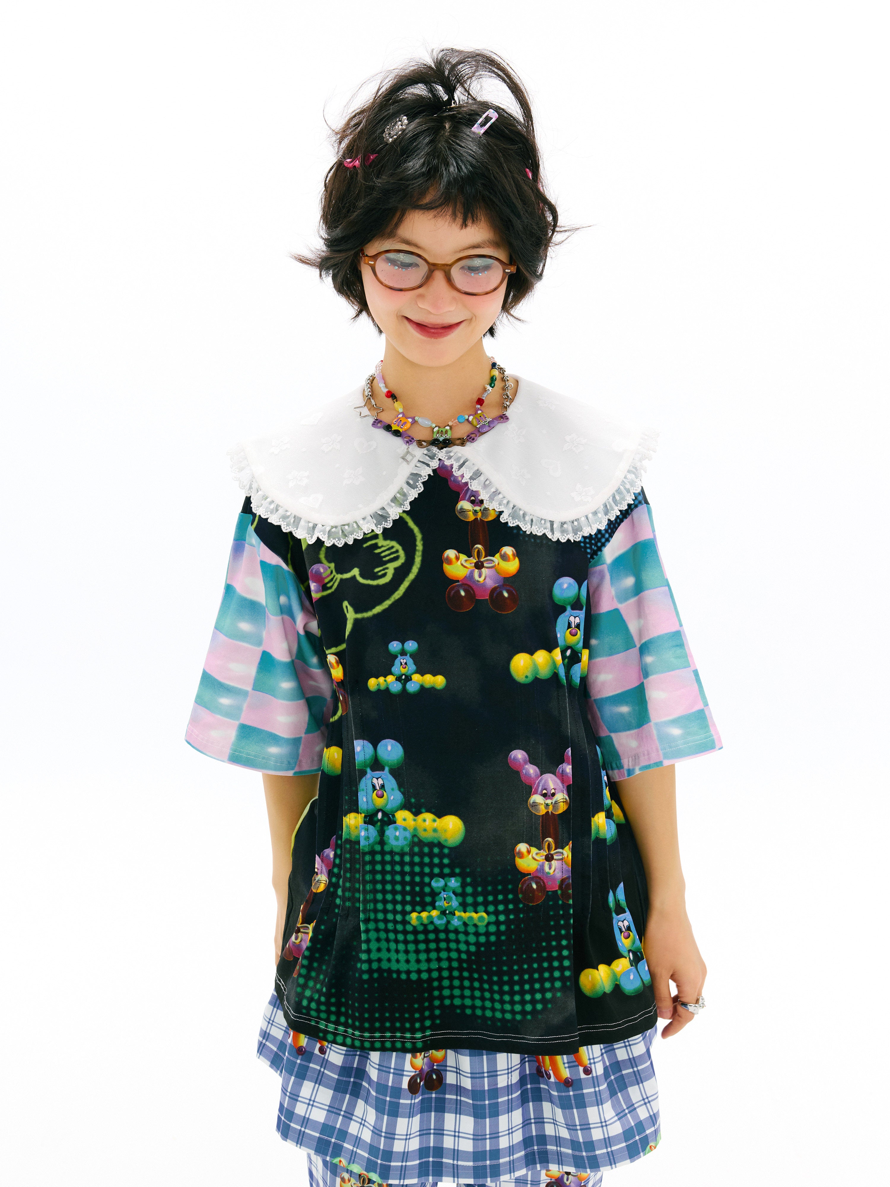 Y2K Lace Collar T-Shirt - sillysis by Land Decora