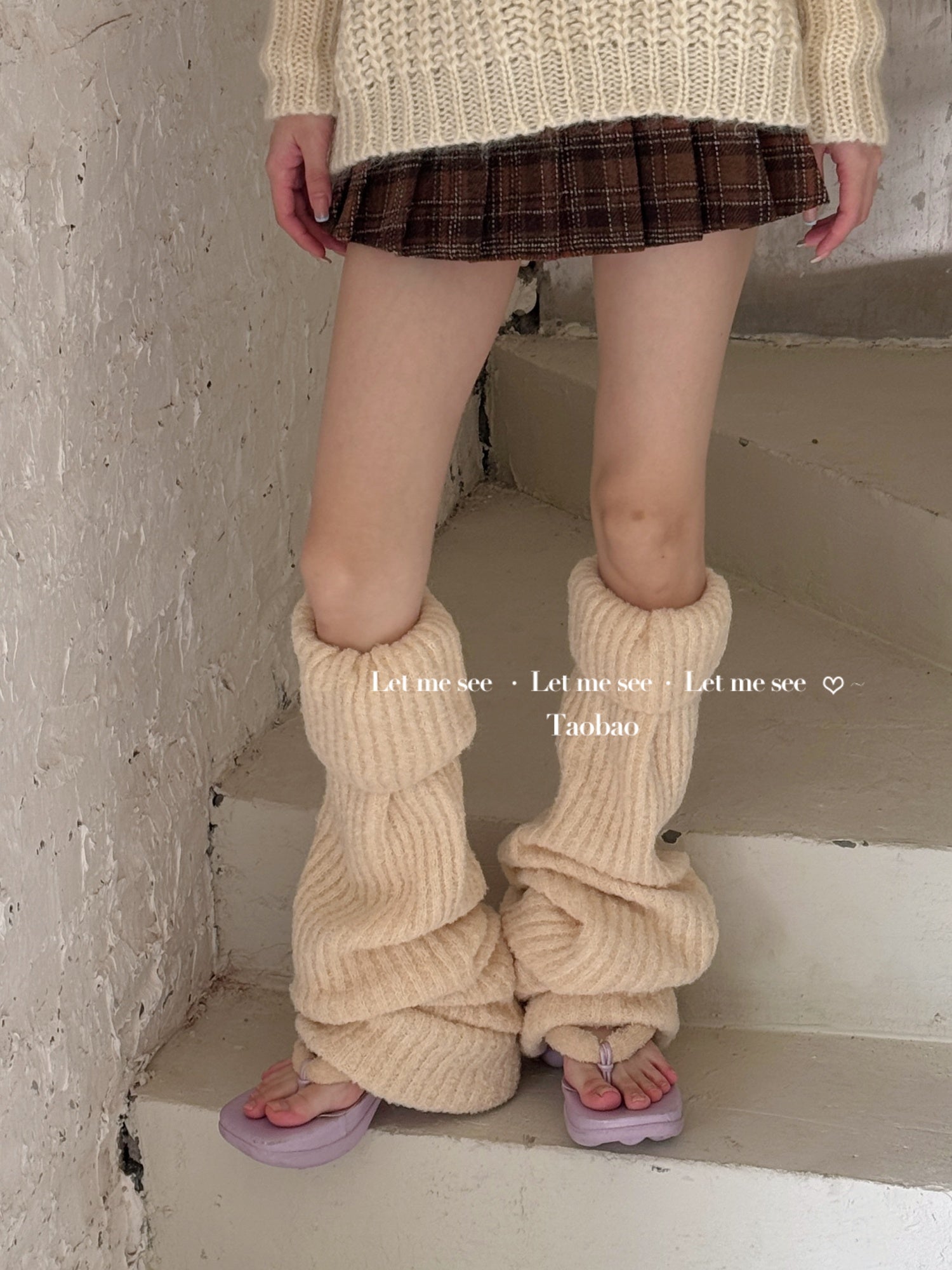 Kawaii Long Leg Warmer Socks Thick Slim Anti-Slip - LET ME SEE by Land Decora