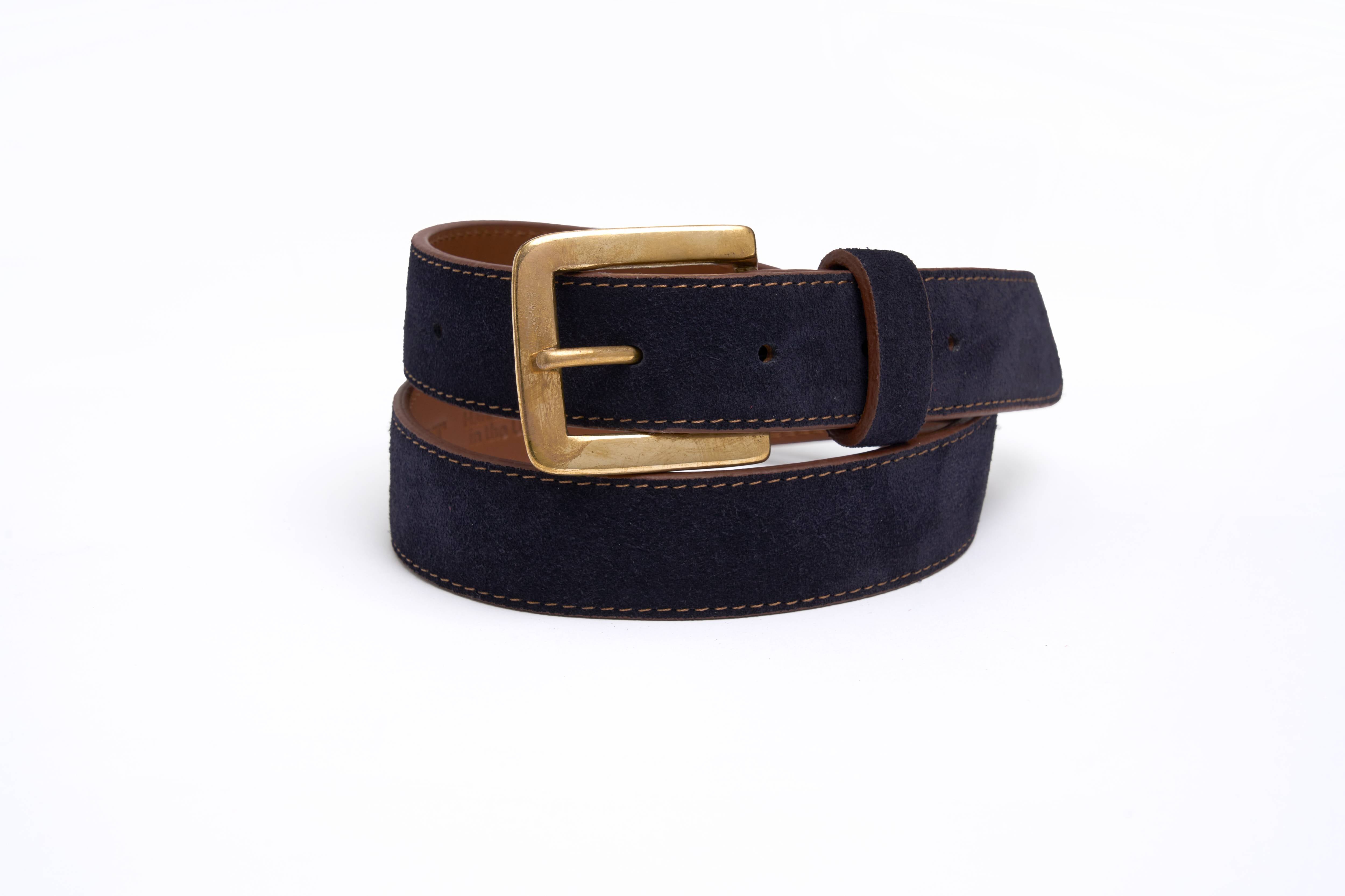 Suede Belt in Navy Blue by Belmont GB