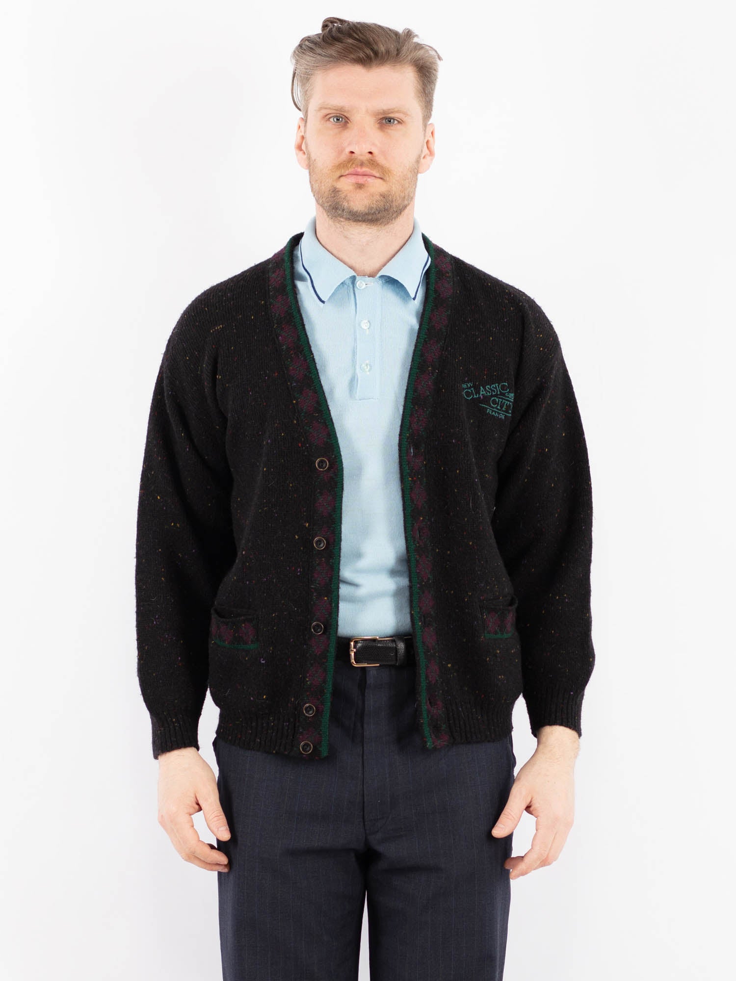 Vintage 70's Men Cardigan in Multi by Northern Grip