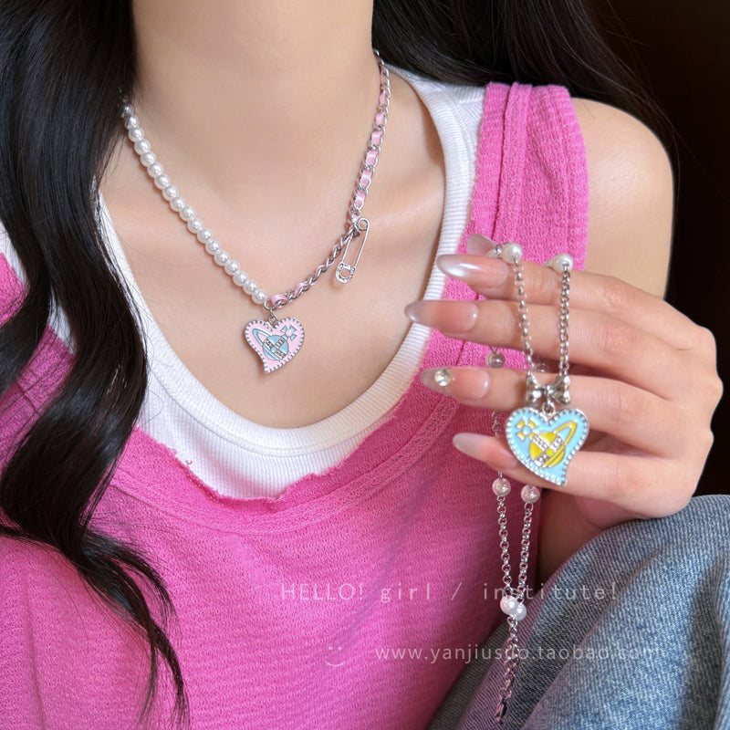 Colorful Pearl Heart Necklace - GIRL INSTITUTE by Land Decora