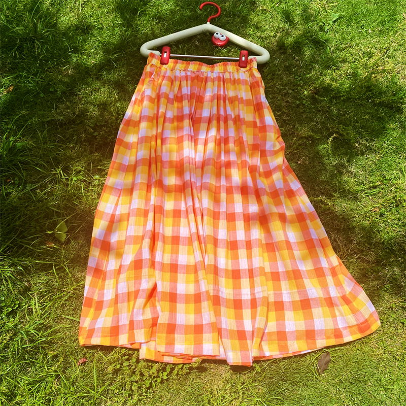 Sweet Orange Plaid Cami & Skirt Set Y2K Kawaii - Toothshop by Land Decora