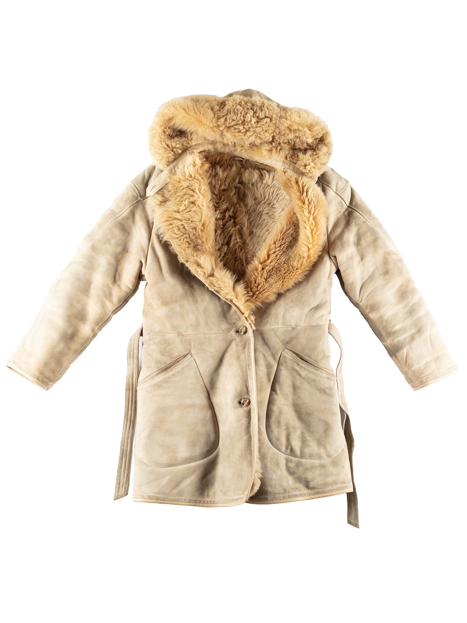 Vintage 00's Women Sheepskin Fur Coat in Beige by Northern Grip