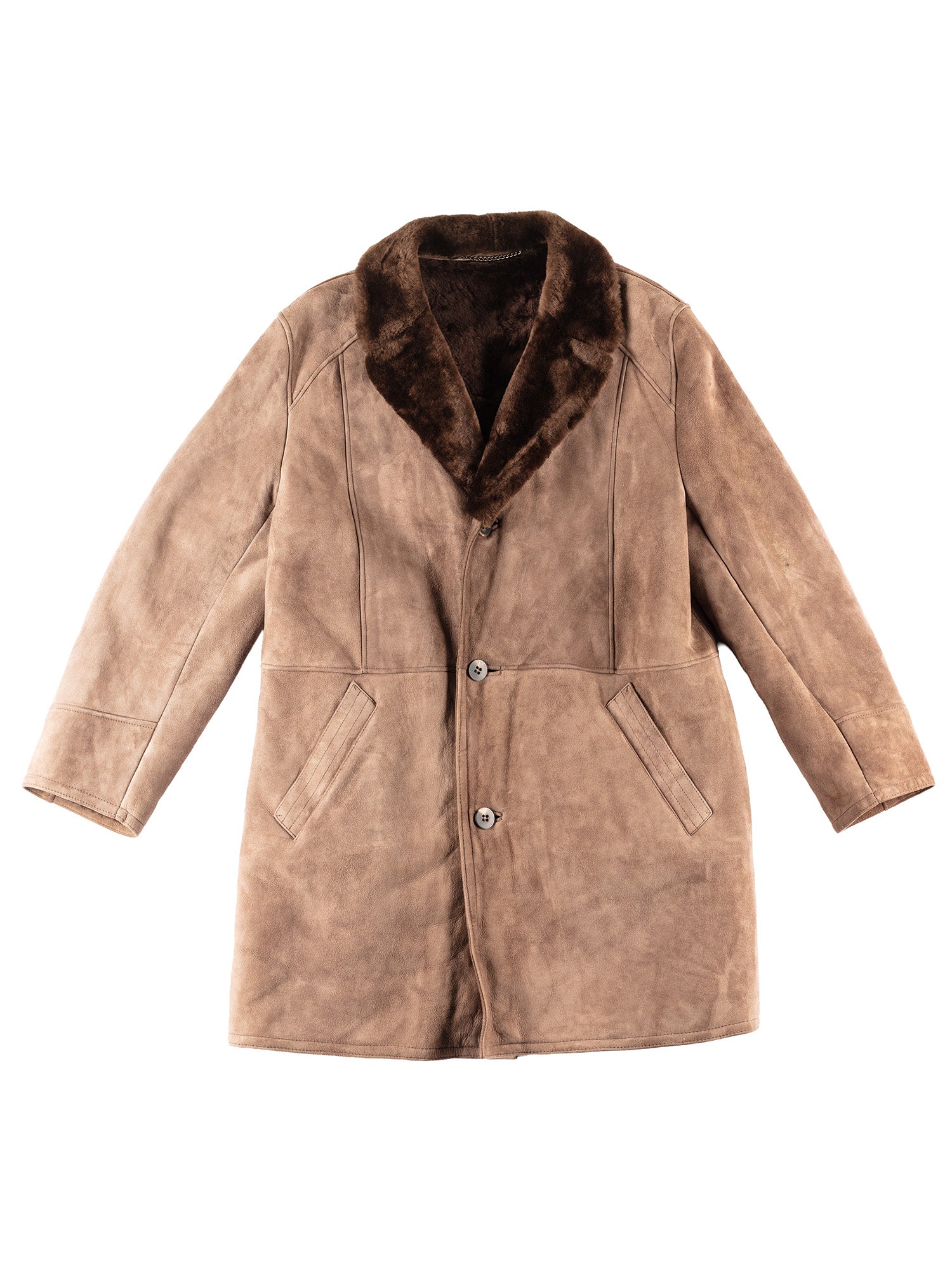 Vintage 70's Men Sheepskin Coat in Brown by Northern Grip