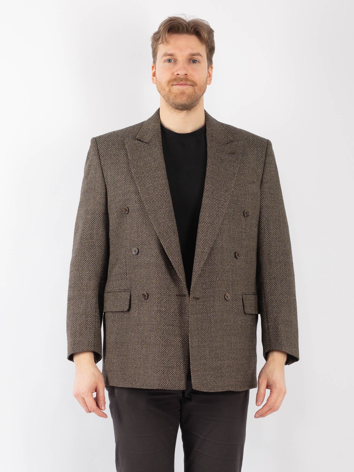 Vintage 90's Men Wool Blazer Jacket in Beige by Northern Grip