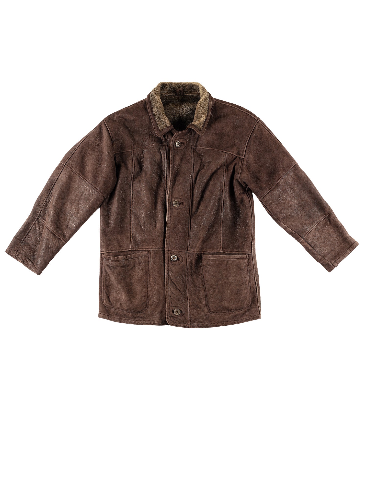 Vintage 80's Men Sheepskin Coat in Brown by Northern Grip