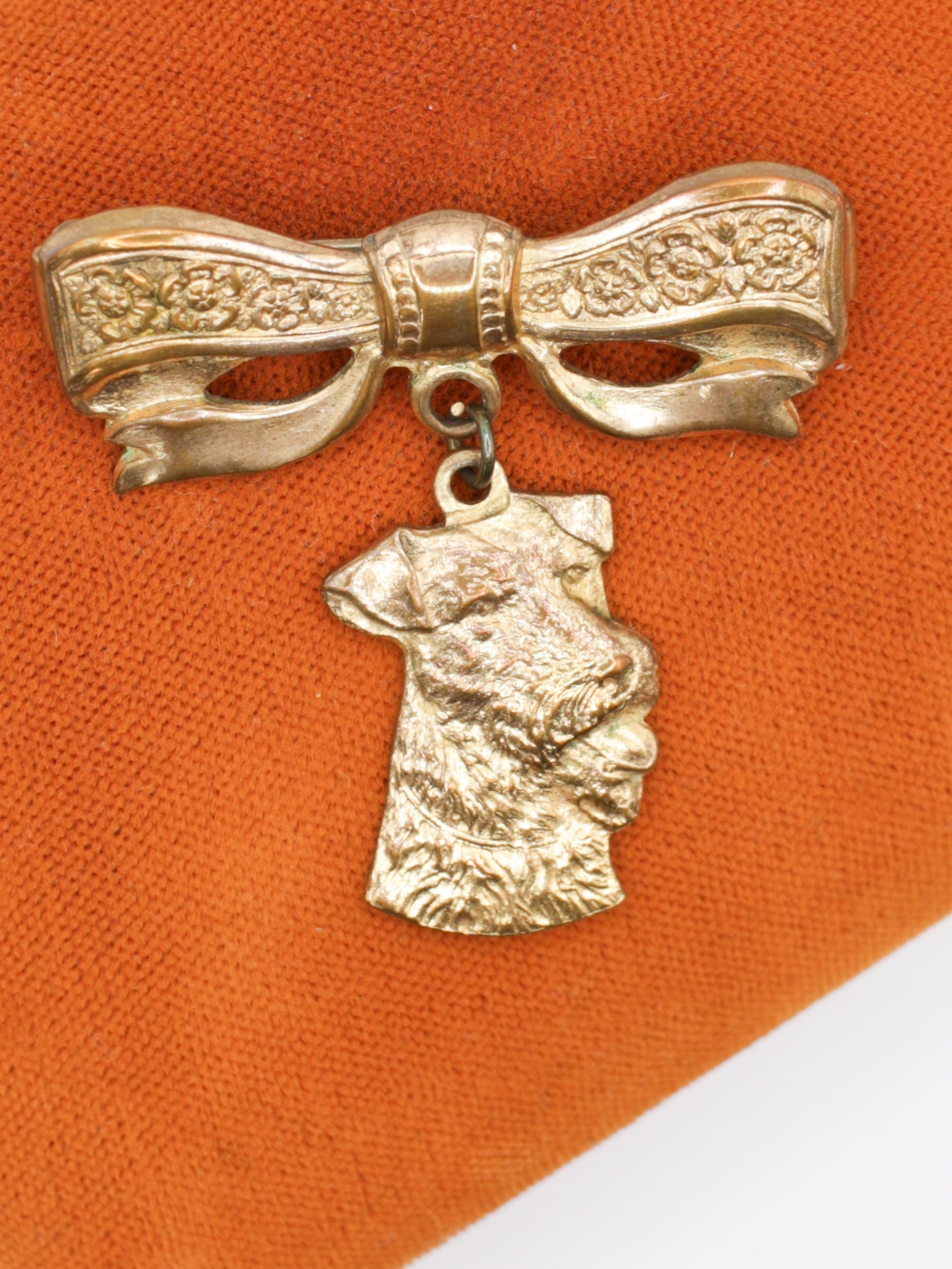 Vintage 50's Terrier Dog Head Charm Brooch by Northern Grip