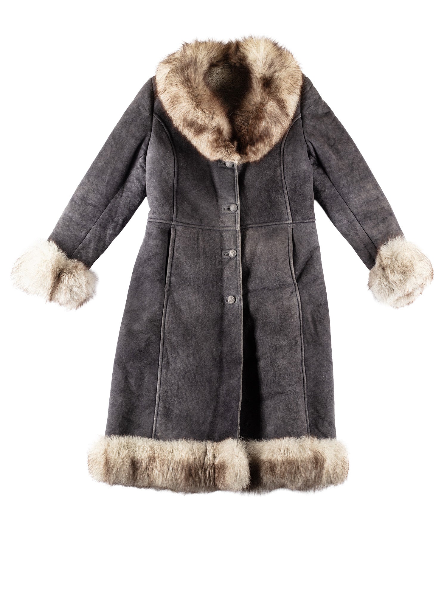Vintage 70's Women Penny Lane Sheepskin Coat in Gray by Northern Grip