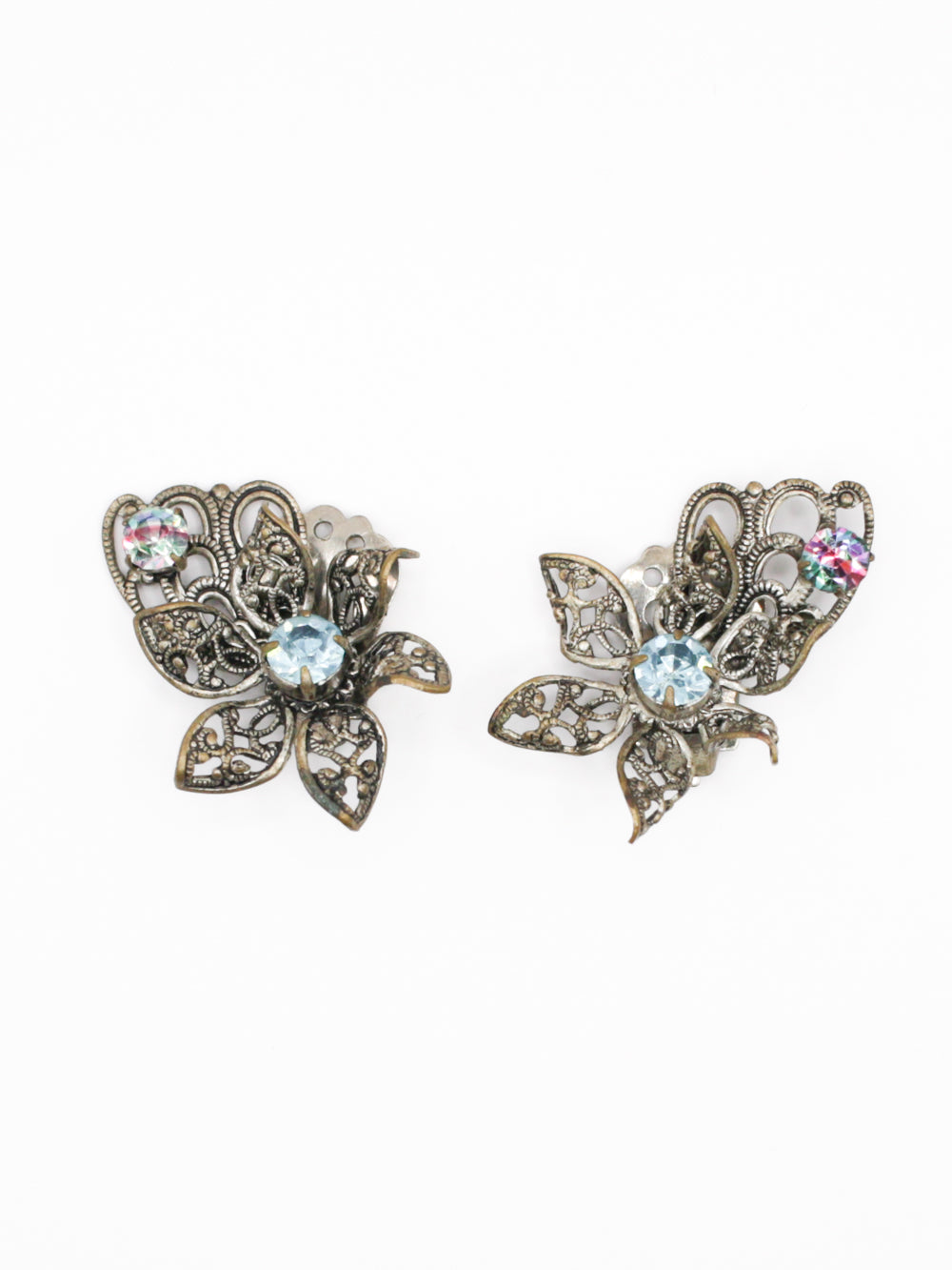 1920s Czech Art Deco Filigree Clip Earrings by Northern Grip