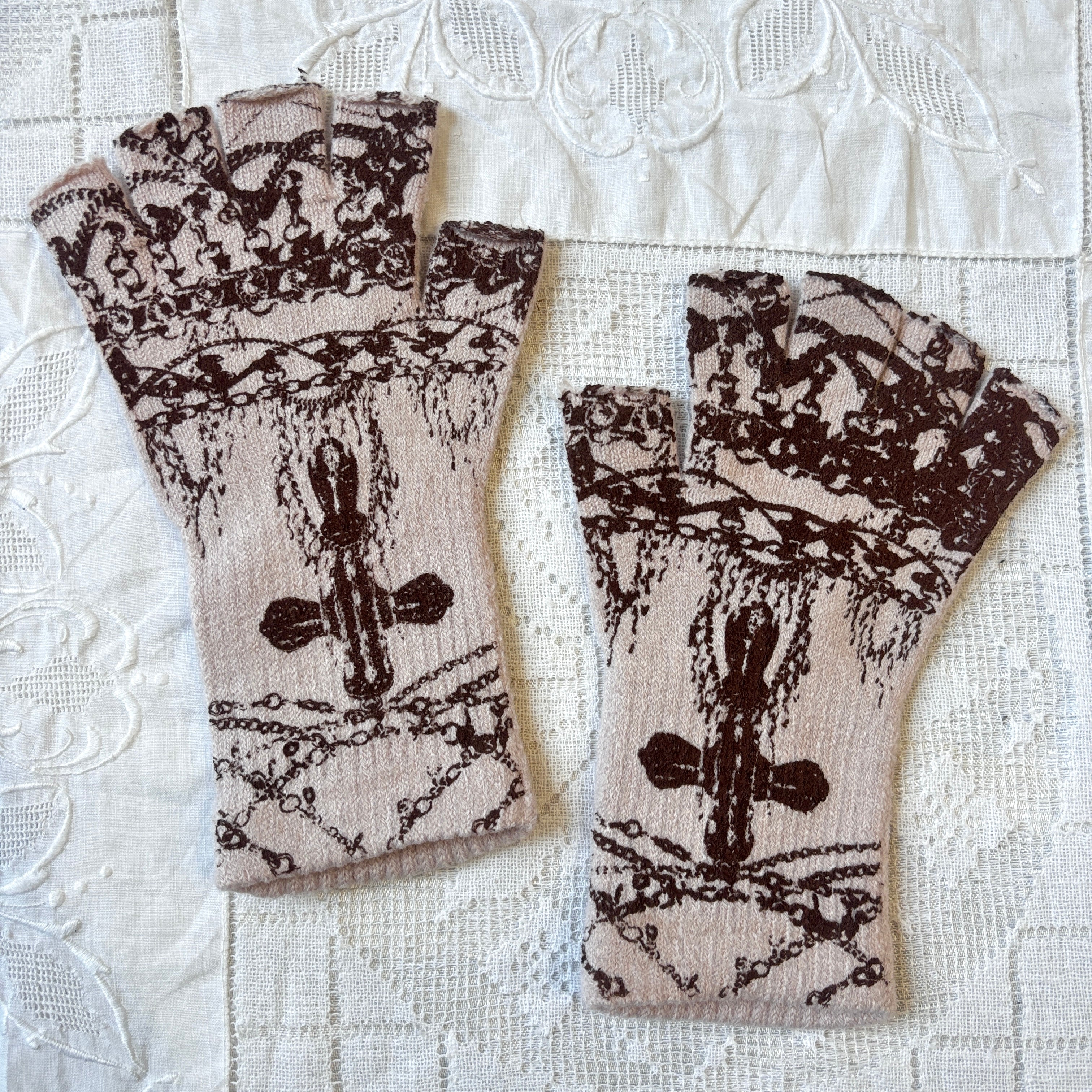 worshiped gloves - pink + brown by louisa leilani