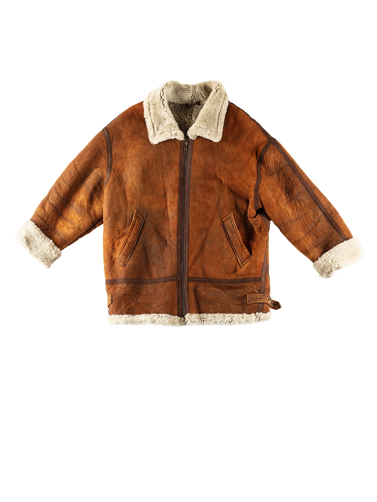 Vintage 80's Women Sheepskin Coat in Brown by Northern Grip