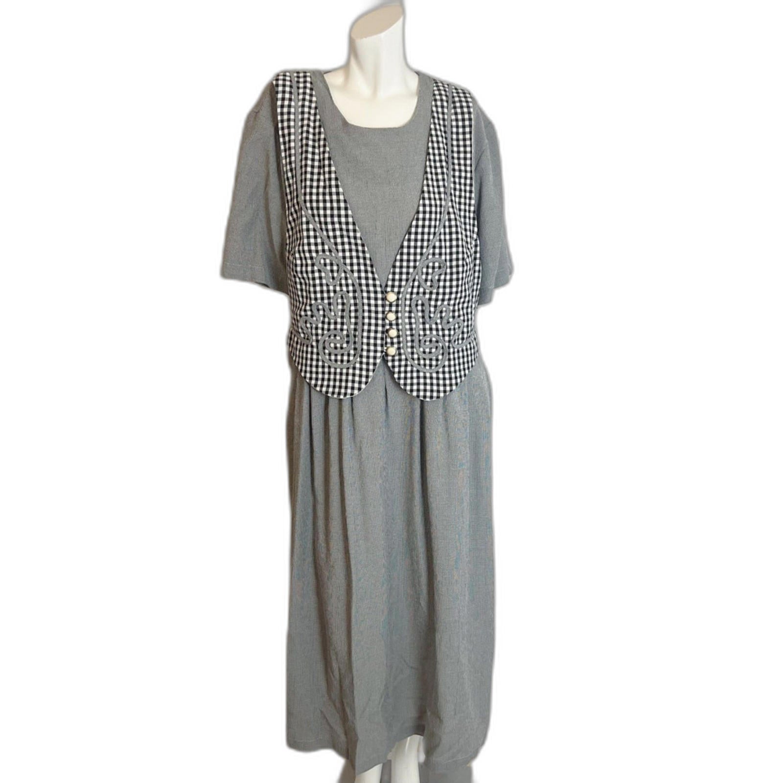 Vintage 90s Jamie Brooke Black and White Maxi Vest Dress Women's Size by Hot Girl Secondhand