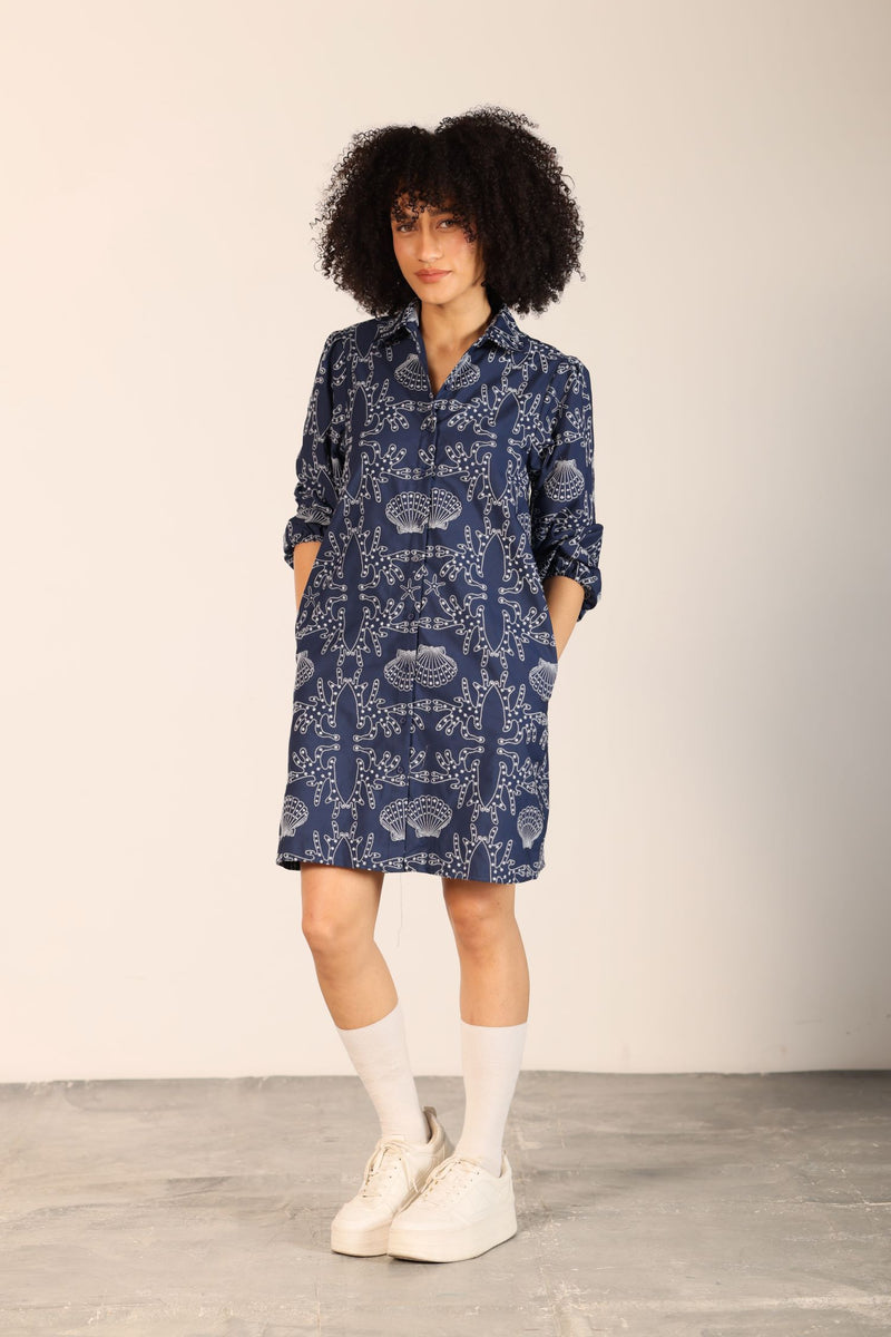 NAVY ALBA DRESS by Maude Vivante