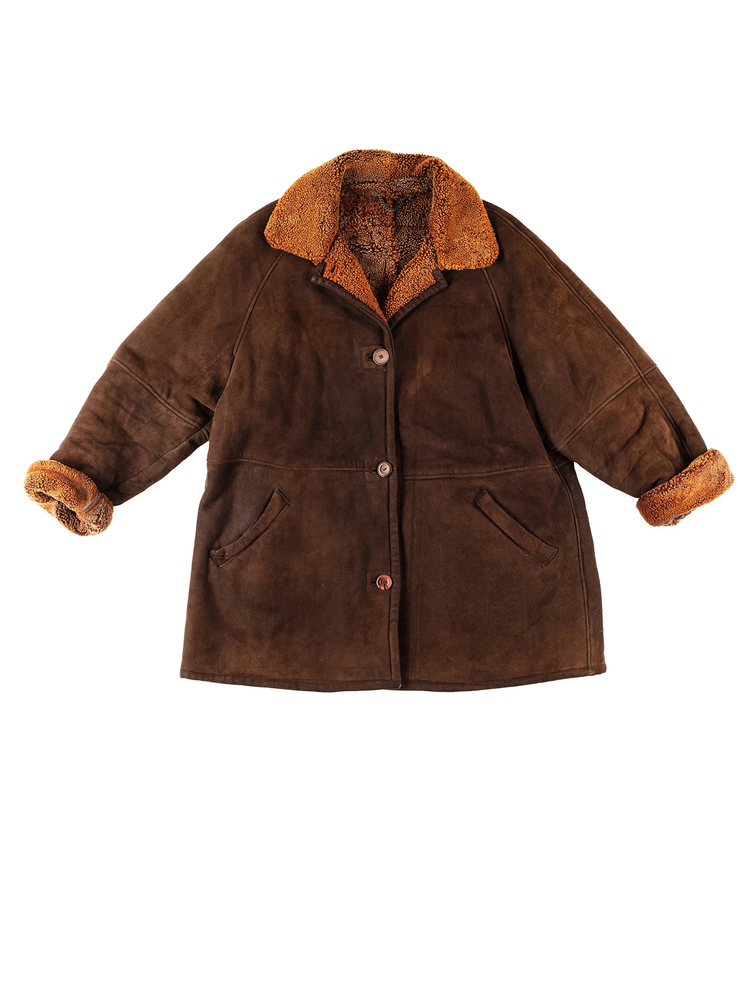 Vintage 80's Women Sheepskin Coat in Brown by Northern Grip