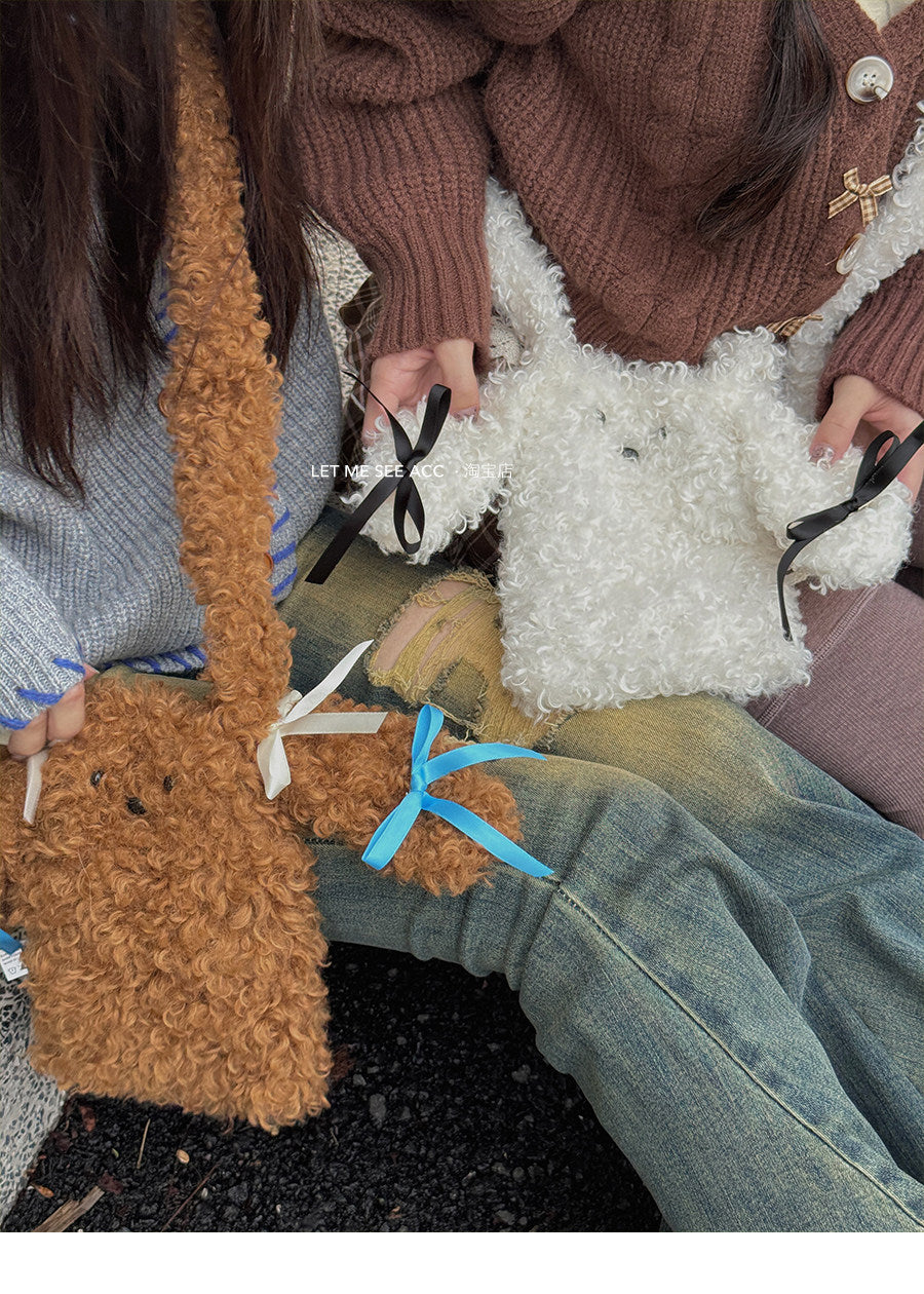 Plush Puppy Bow Crossbody Bag - LET ME SEE by Land Decora