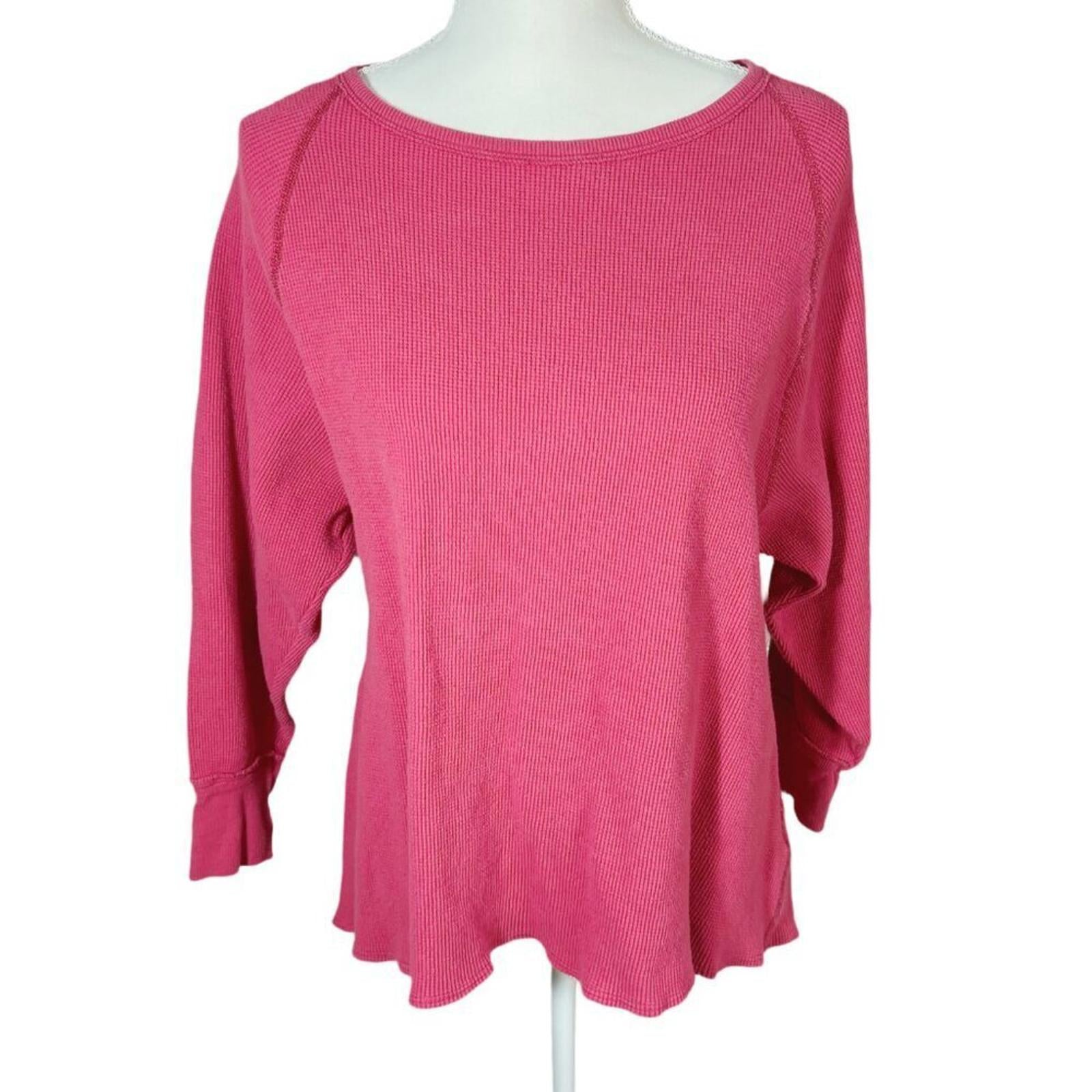 Free People We the Free Rose Amelia Thermal Top Waffle Long Sleeve Shi by Hot Girl Secondhand