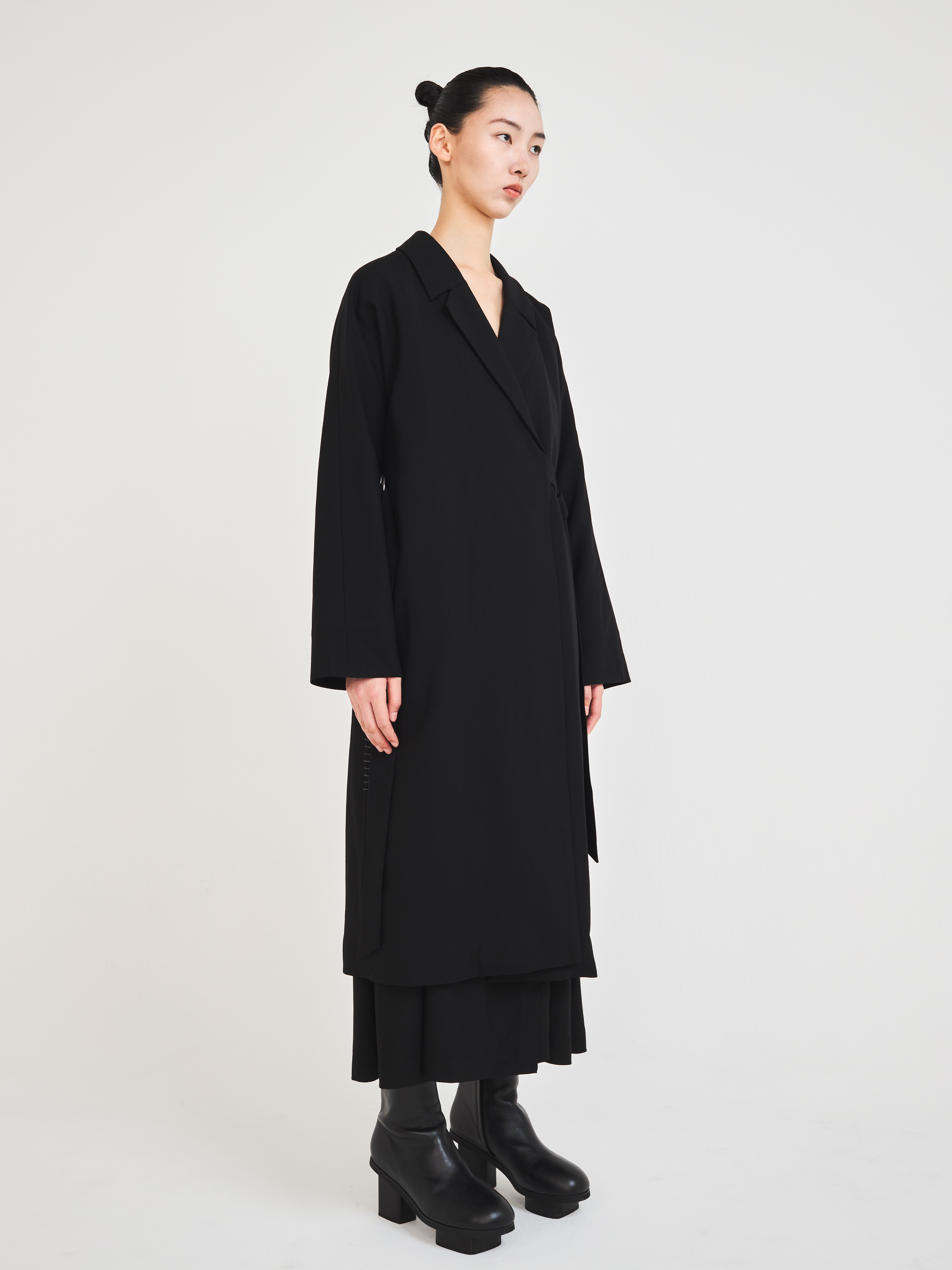 Kimono Sleeve Long Wrap Coat by ASATO