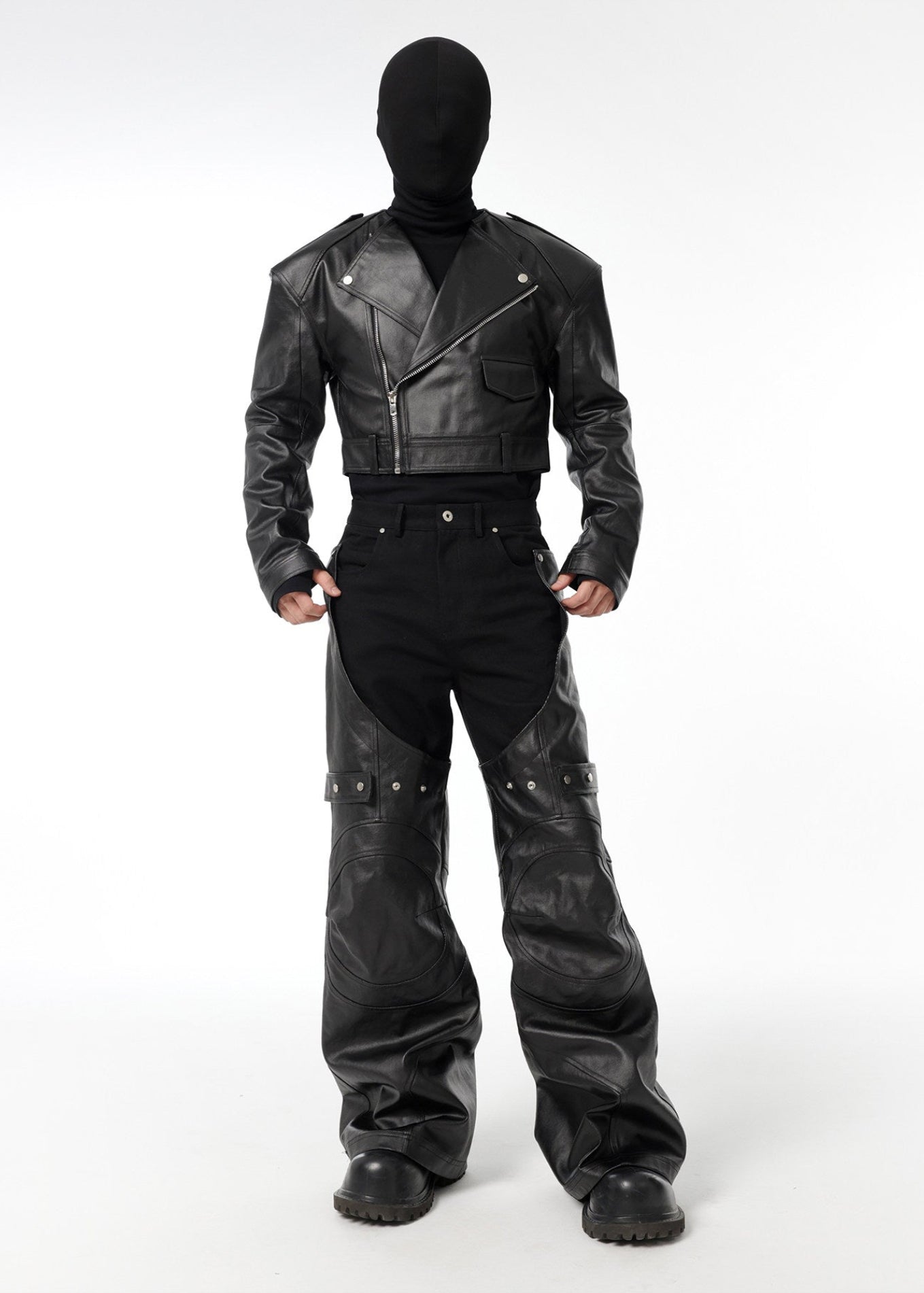 Deconstructed Biker Layered Pants by OFFCULTURE