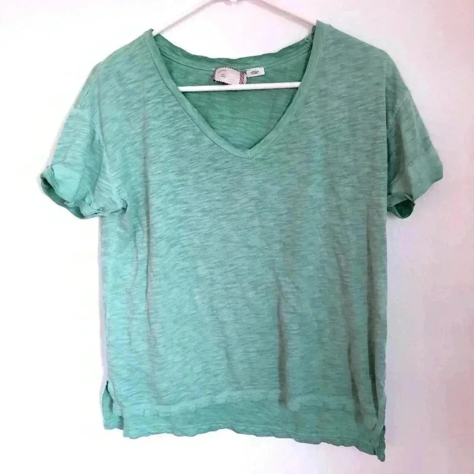 Anthropologie Postage Stamp Heathered Turquoise V Neck Tee Women's Siz by Hot Girl Secondhand