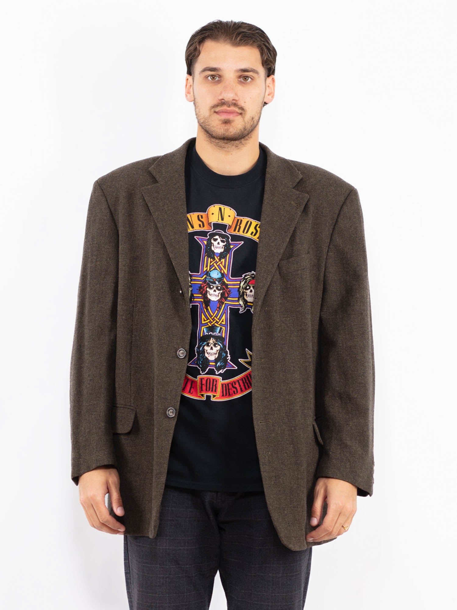Vintage 00's Men Wool Blend Blazer Jacket in Brown by Northern Grip
