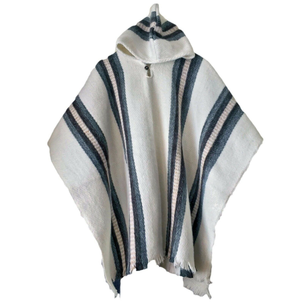 Llama Wool Unisex South American Handwoven Hooded Poncho Pullover by ECUALAMA