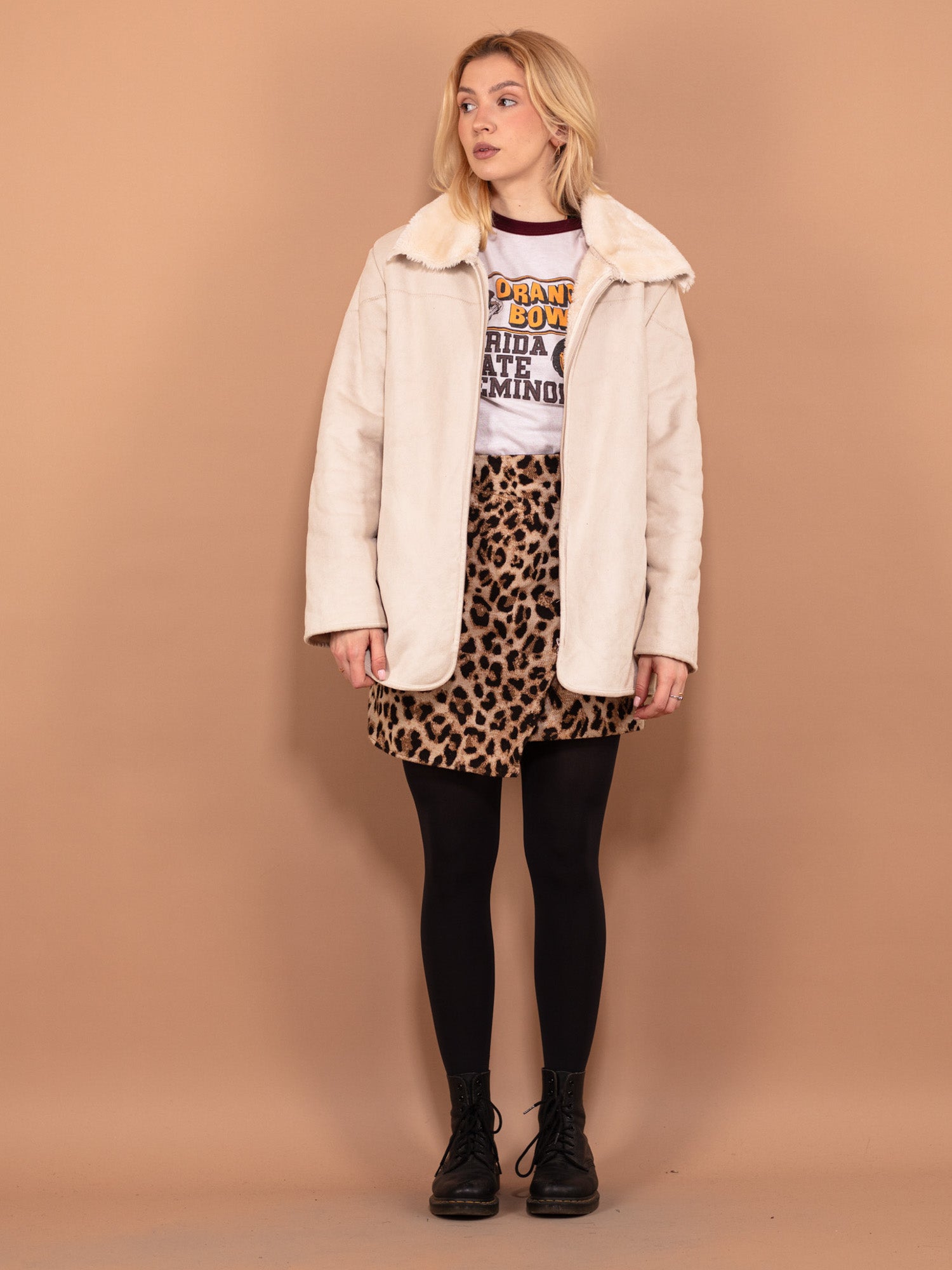 Vintage 00's Women Sherpa Jacket in White by Northern Grip