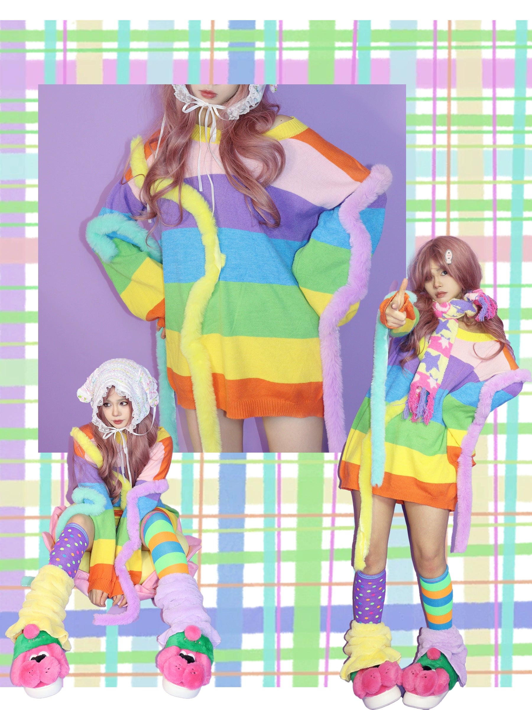 Decora Rainbow Sweater | Colorful Harajuku Sweater | Leerroo Fashion by Land Decora