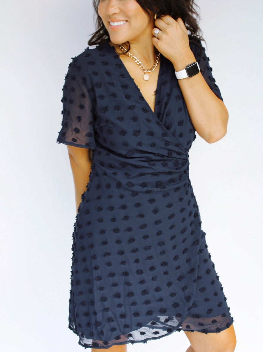 NAOMI WRAP DRESS IN NAVY by RAËLIV