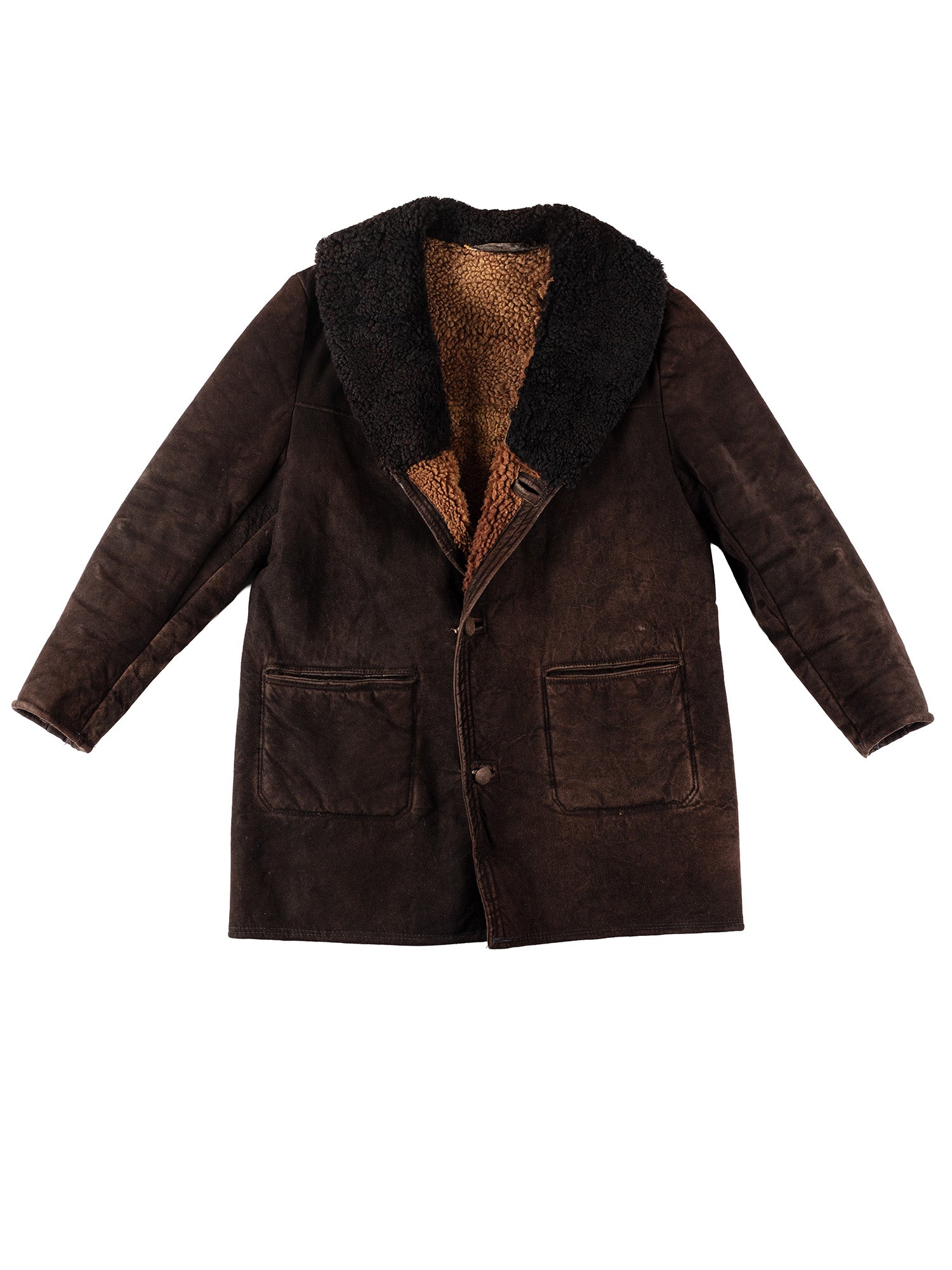 Vintage 70's Men Sheepskin Coat in Brown by Northern Grip